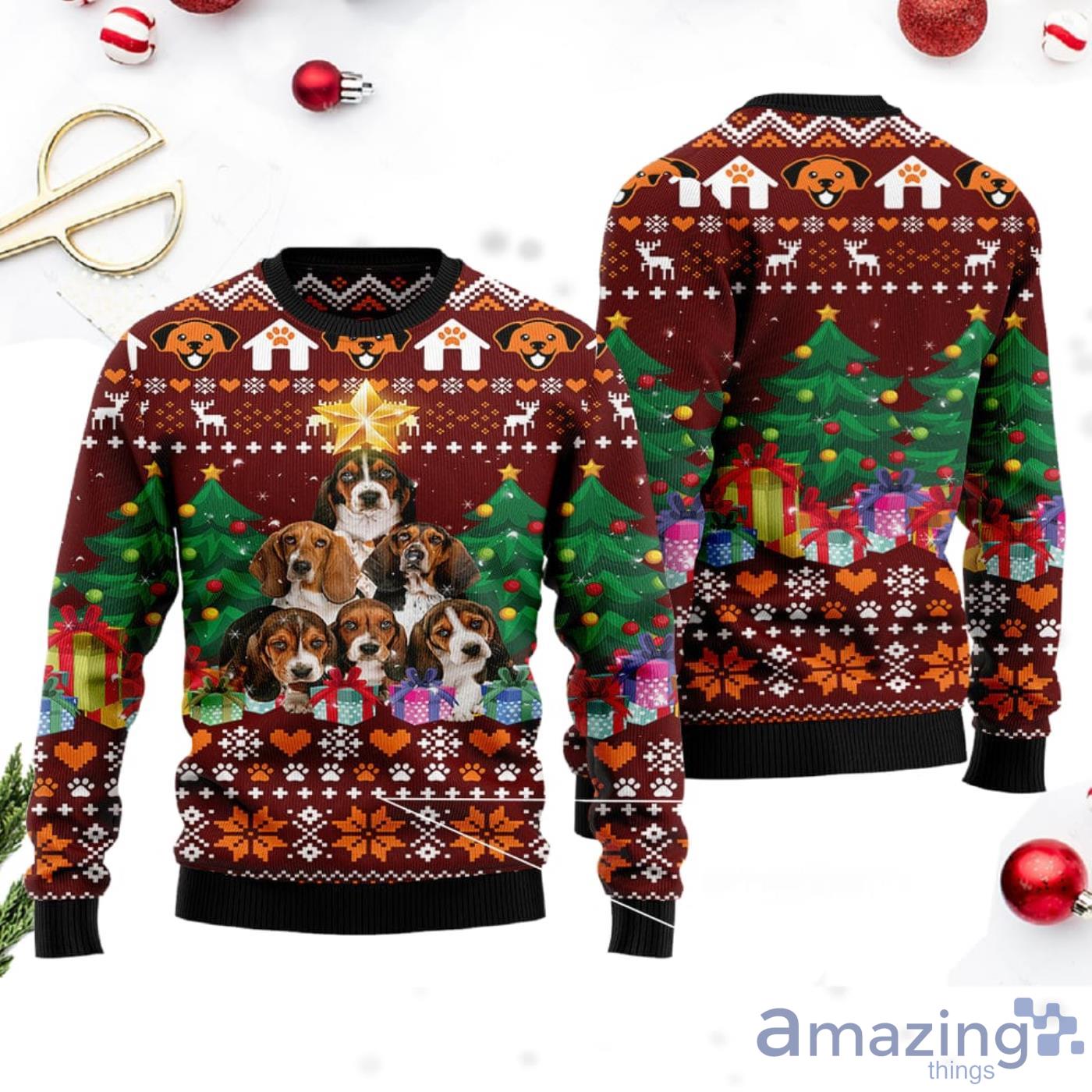 Basset Hound Pine Tree Christmas Sweater Hoodie 3D T Shirt Sweater image Basset Hound Pine Tree Christmas Sweater Hoodie 3D T Shirt Sweater Product Photo 7