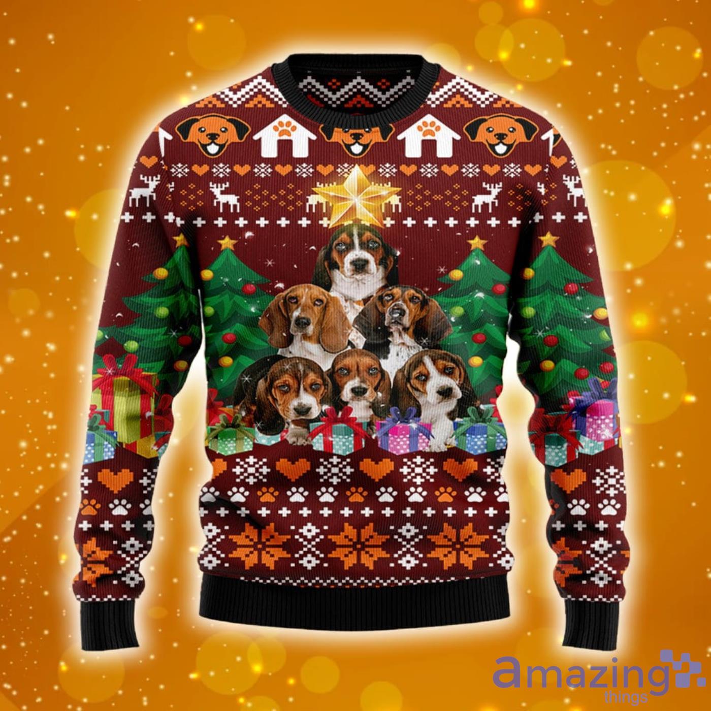 Basset Hound Pine Tree Christmas Sweater Hoodie 3D T Shirt Sweater image Basset Hound Pine Tree Christmas Sweater Hoodie 3D T Shirt Sweater Product Photo 8