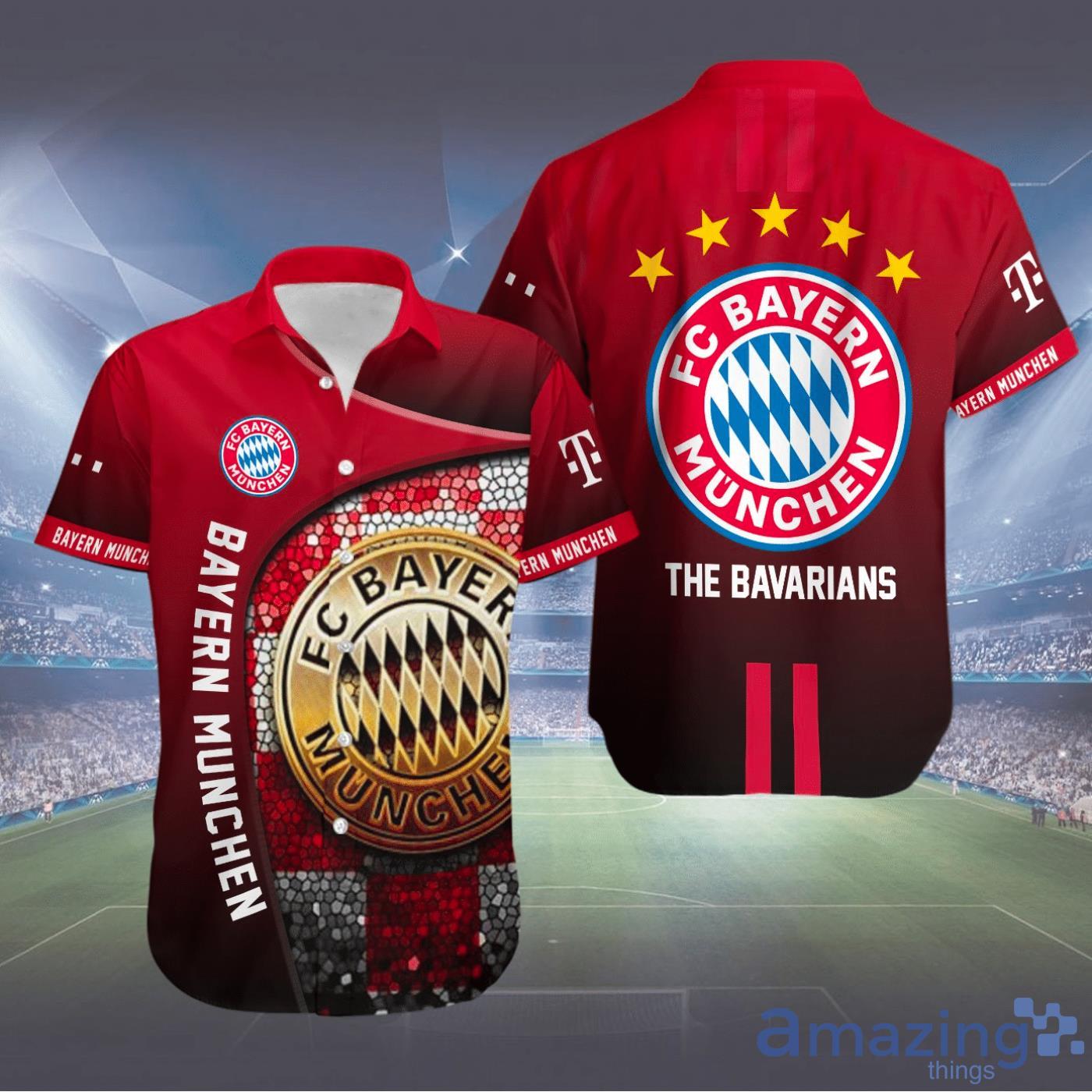 Bayern München Red Short Sleeves Hawaiian Shirt Product Photo 1