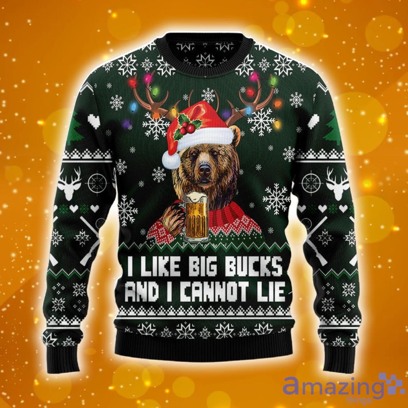Bear Hunting And Beer Christmas Sweater Hoodie 3D T Shirt Sweater Product Photo 1