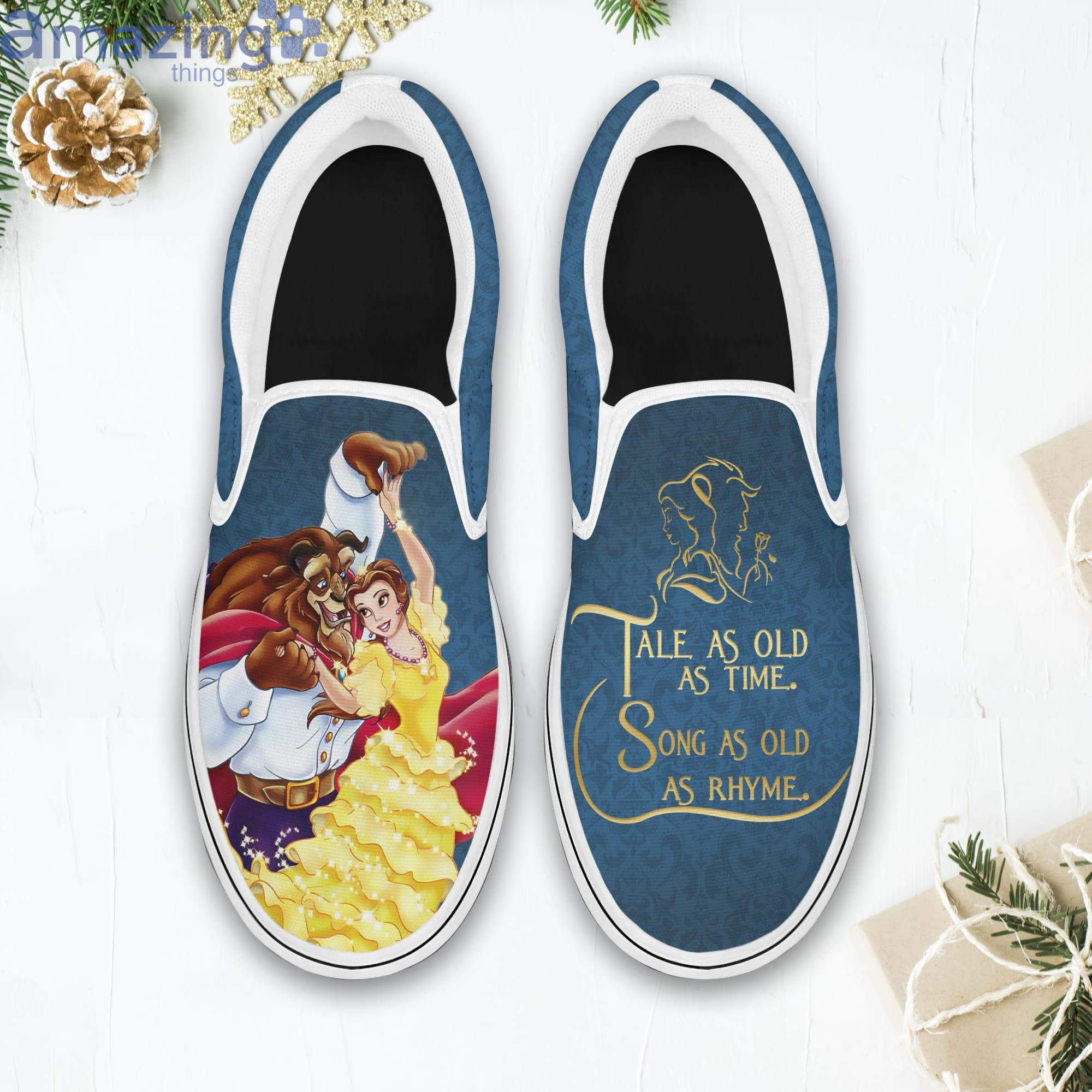 Beauty And The Beast Tale As Old As Time Blue Pattern Disney Cartoon Slip On Shoes Product Photo 1 Beauty And The Beast Tale As Old As Time Blue Pattern Disney Cartoon Slip On Shoes Product Photo 1