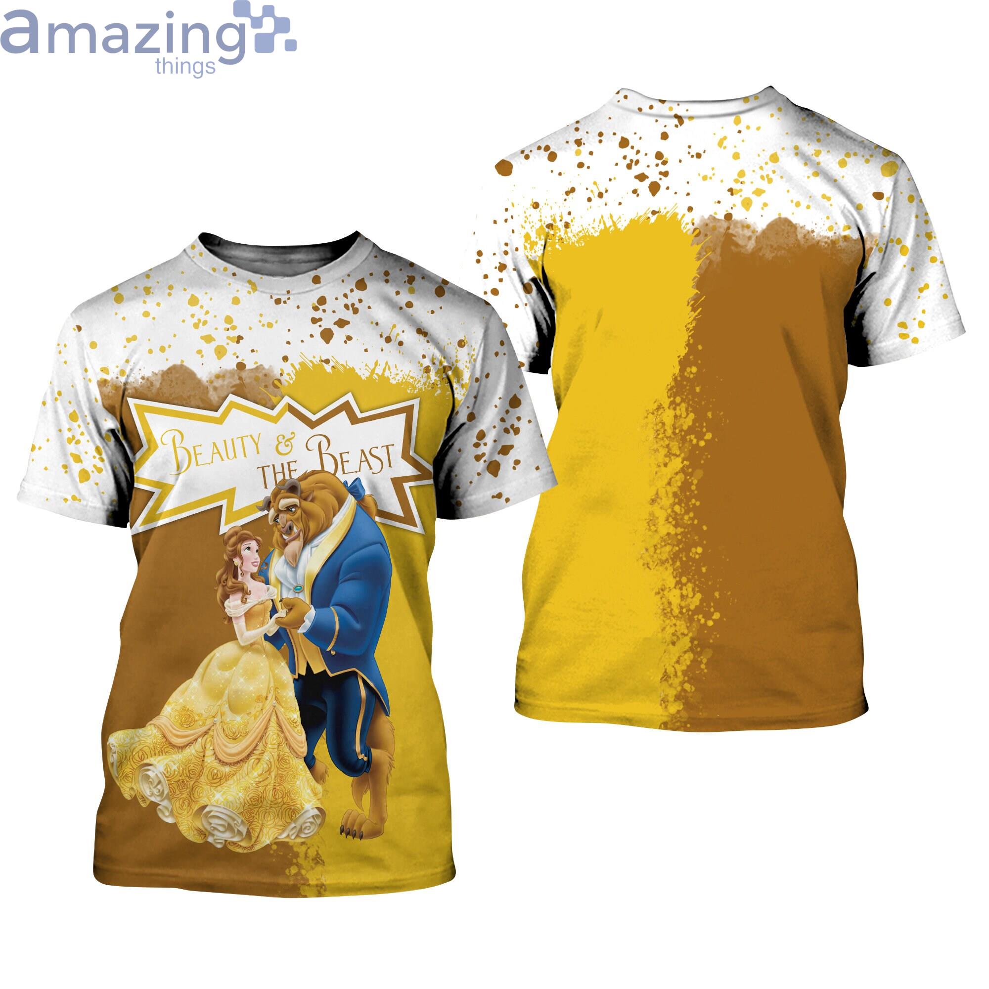 Beauty & The Beast Yellow Brown Splatter Paint Disney Cartoon 3D T-Shirts Product Photo 1 Beauty & The Beast Yellow Brown Splatter Paint Disney Cartoon 3D T-Shirts Product Photo 1
