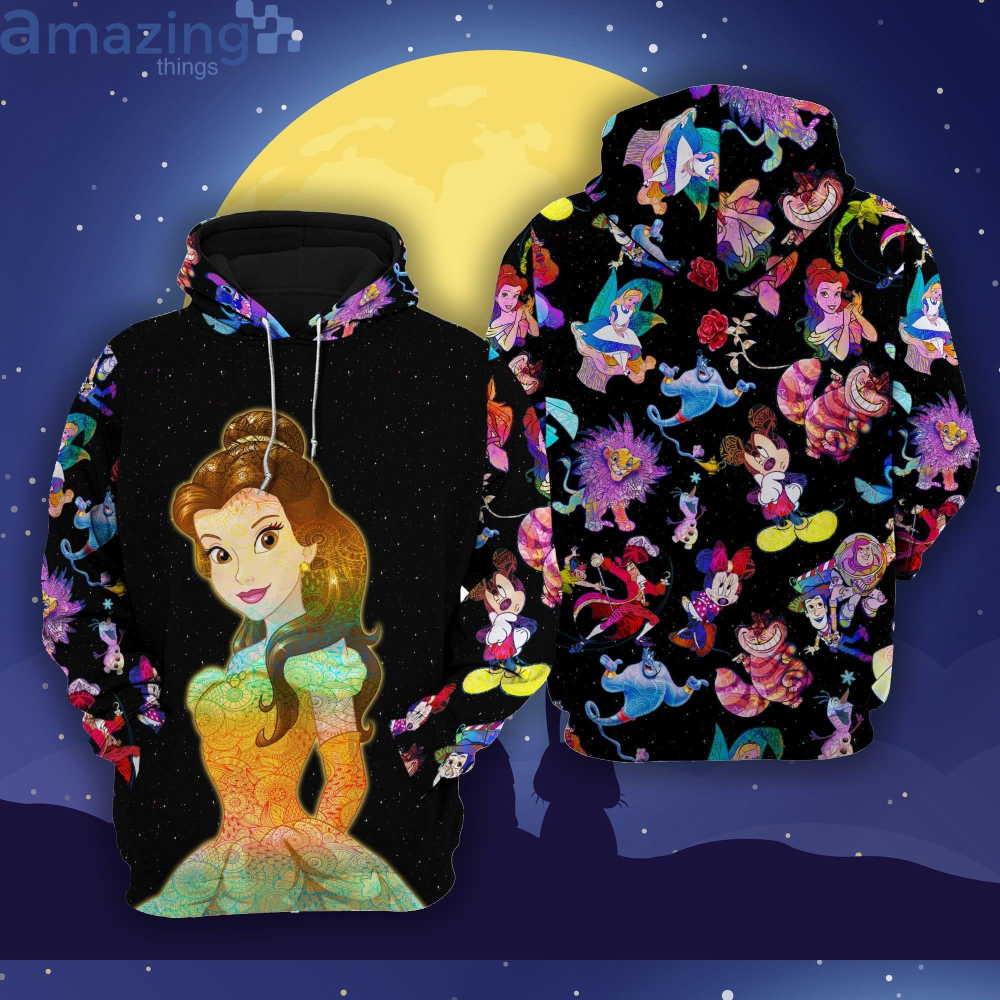 Belle Princess Galaxy Night Sky Patterns Disney Cartoon 3D Hoodie Zip Hoodie Product Photo 1