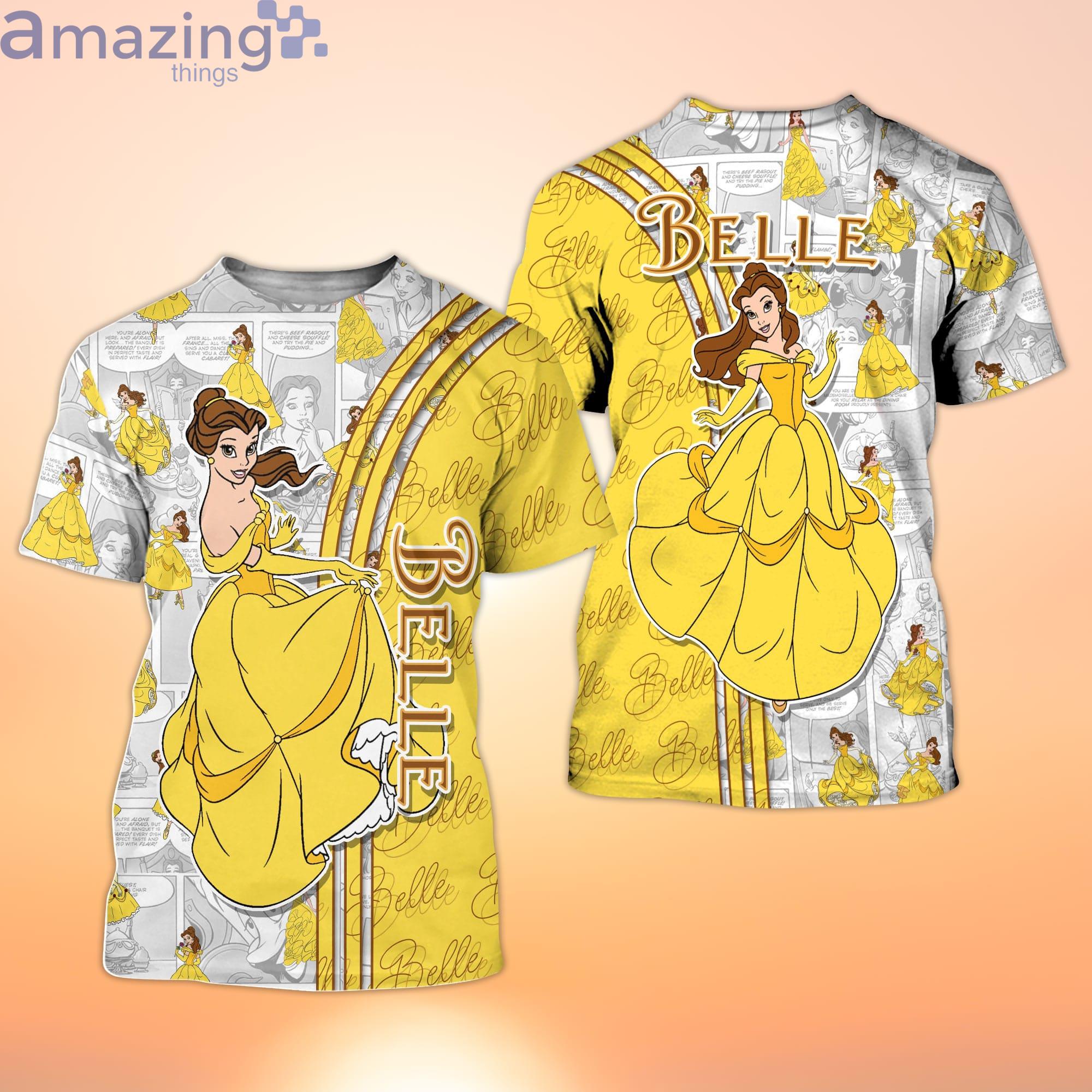Belle Princess Yellow Cross Comic Book Patterns Disney Cartoon 3D T-Shirt Product Photo 1