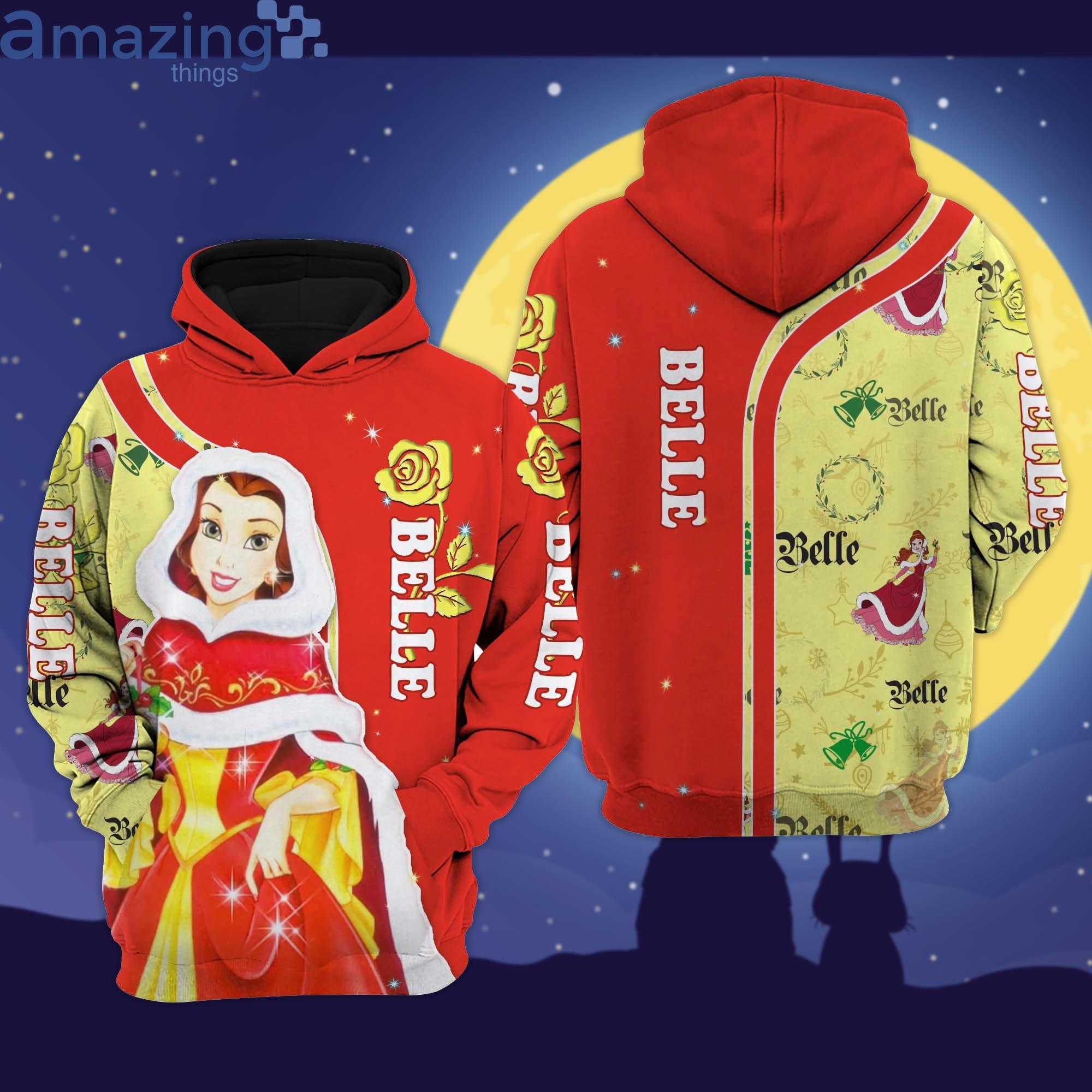Belle Red Christmas Disney Cartoon Graphic 3D Hoodie Zip Hoodie Product Photo 1
