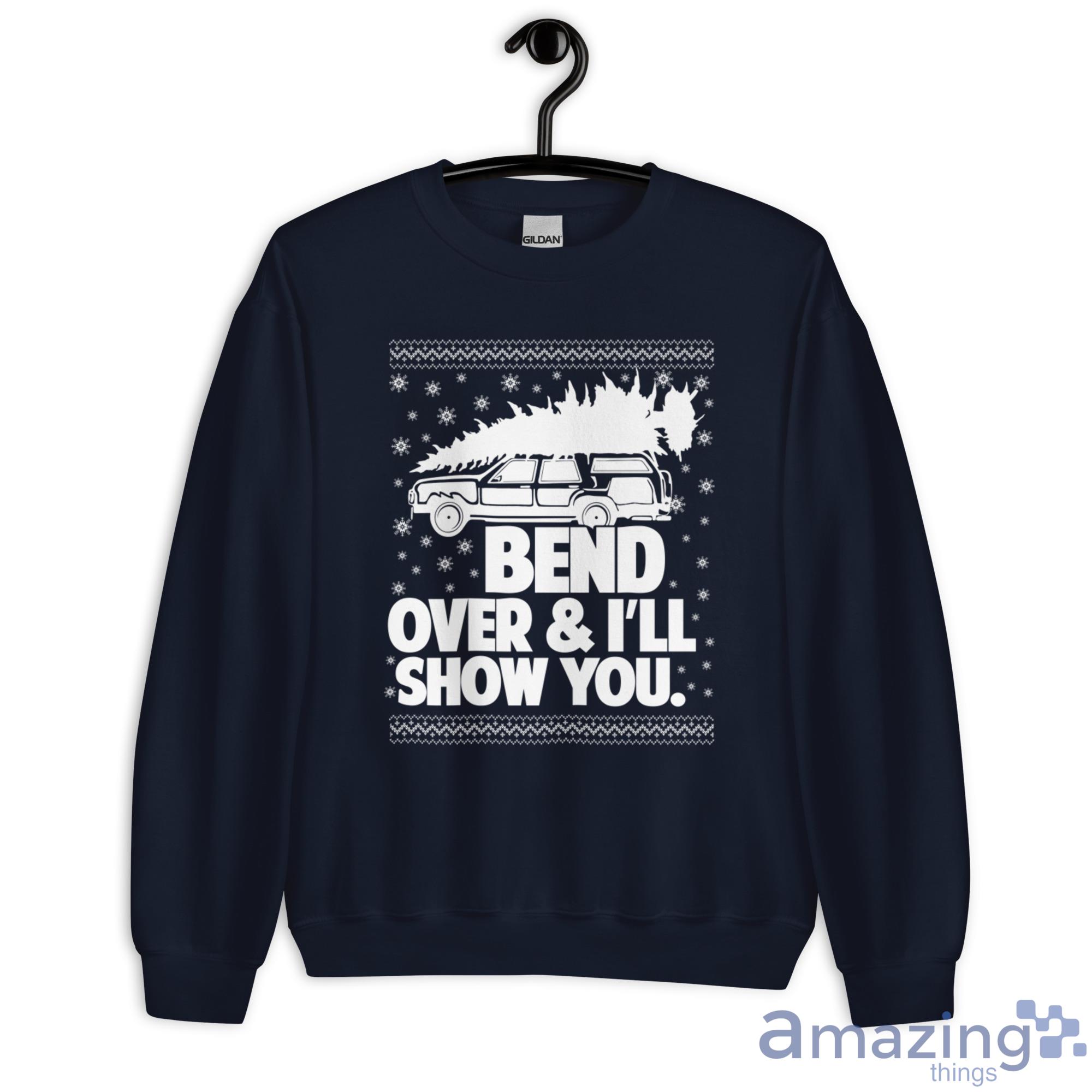 Bend Over & I'll Show You Car Christmas Tree Christmas Sweatshirt - G180 Unisex Heavy Blend Crewneck Sweatshirt-1