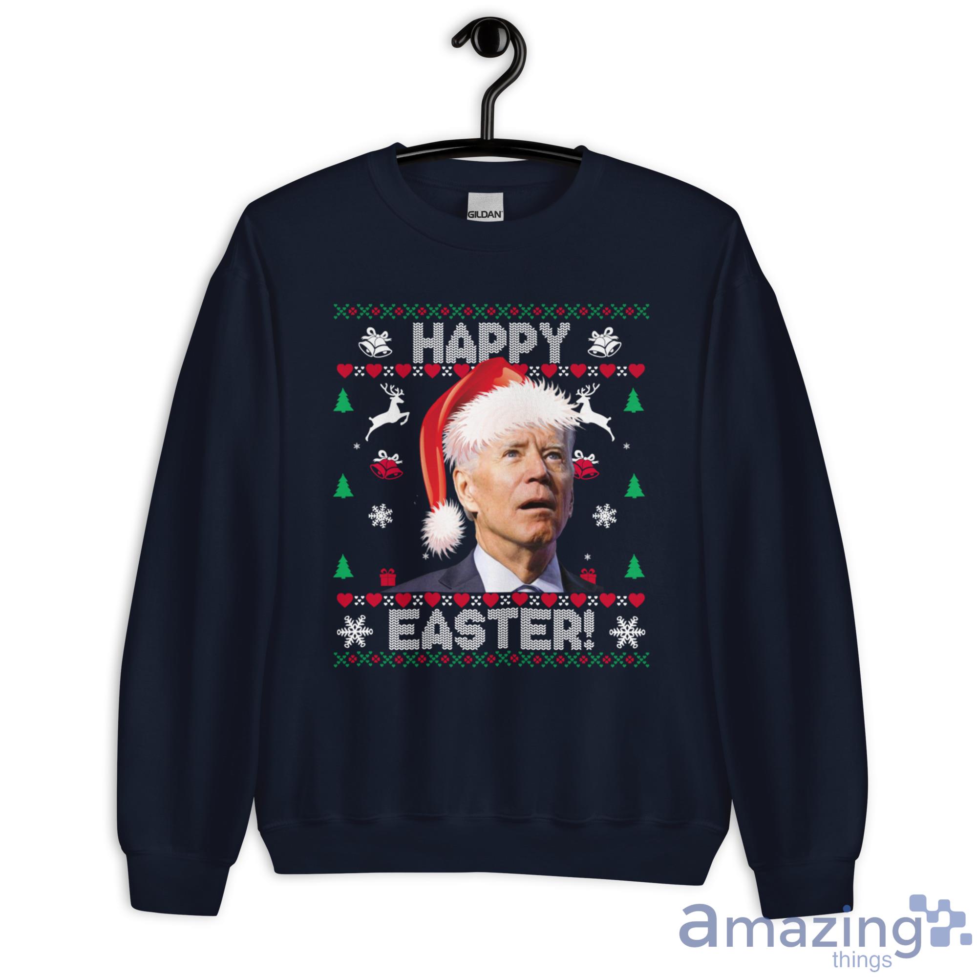 Biden With Santa Hat Happy Easter Christmas Sweatshirt - G180 Unisex Heavy Blend Crewneck Sweatshirt-1