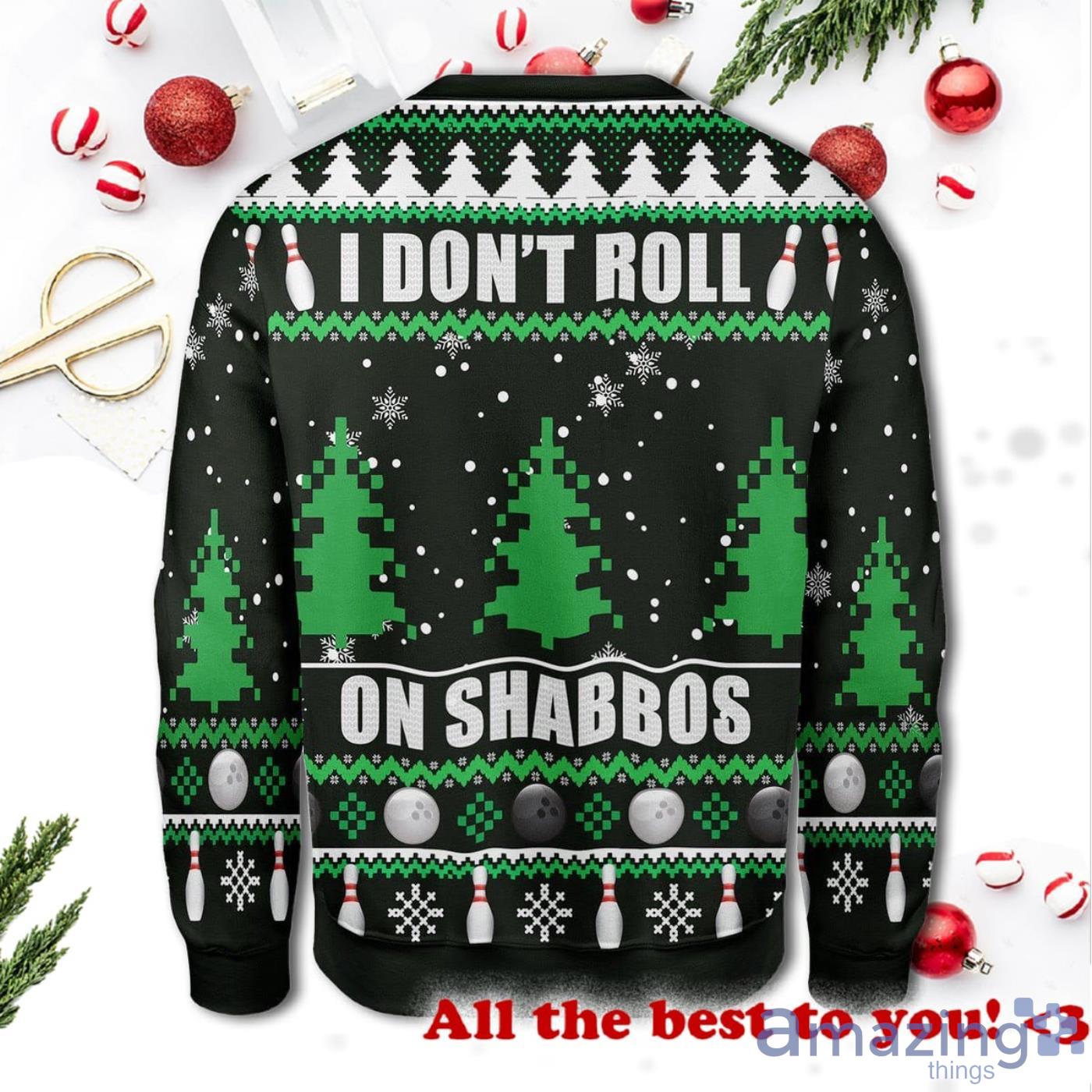 Big Lenowski I Don't Roll On Shabbos Christmas Pattern Ugly Christmas Sweater image Big Lenowski I Don't Roll On Shabbos Christmas Pattern Ugly Christmas Sweater