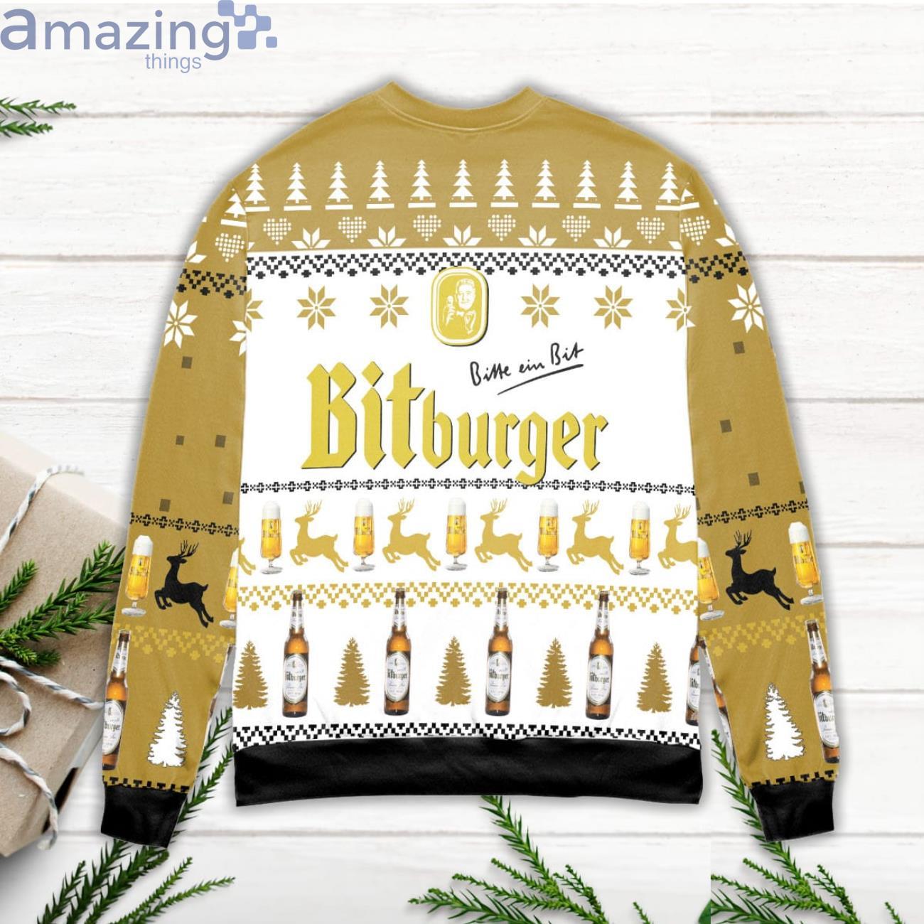Bitburger Beer Logo Reindeer Pattern Ugly Christmas Sweater image Bitburger Beer Logo Reindeer Pattern Ugly Christmas Sweater Product Photo 3