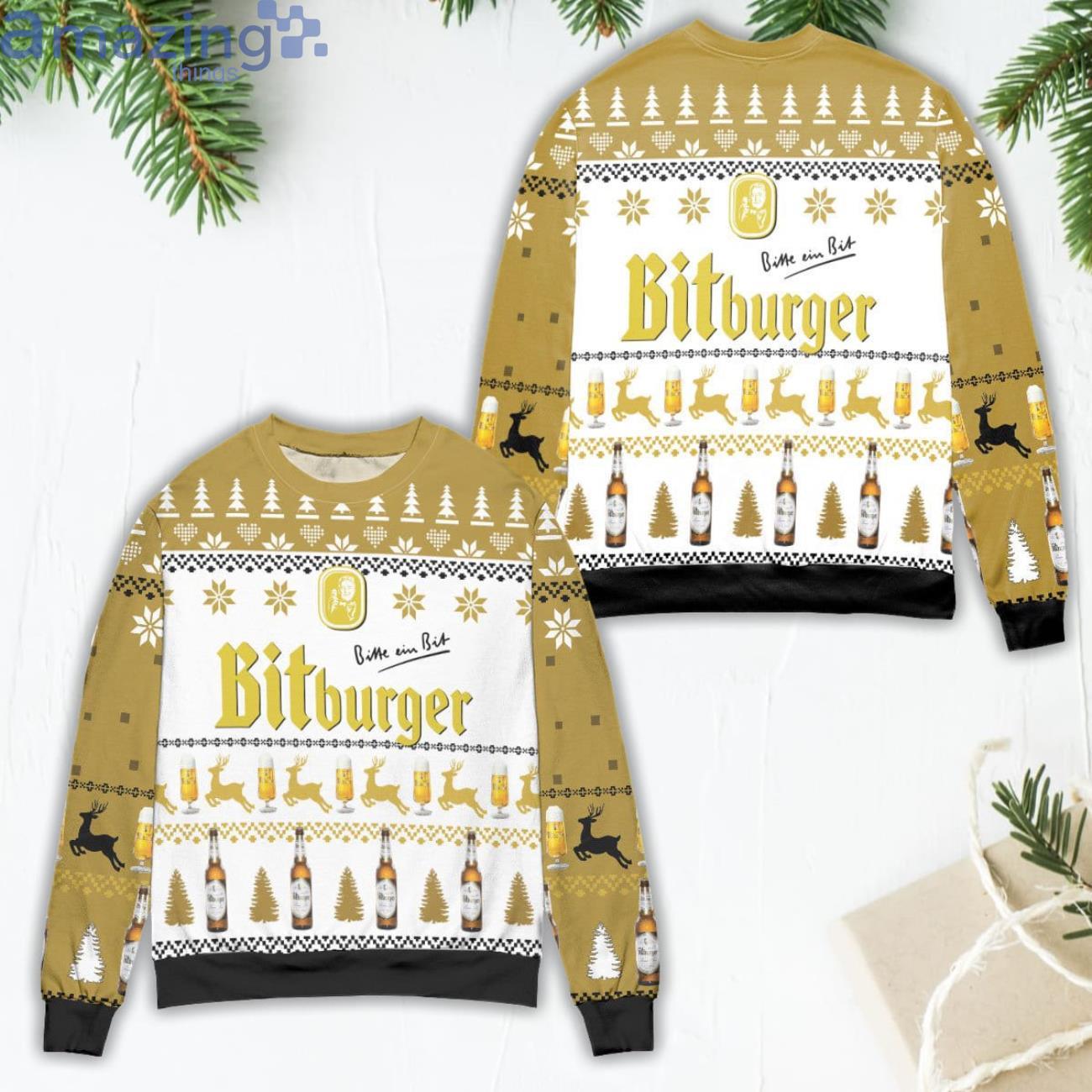 Bitburger Beer Logo Reindeer Pattern Ugly Christmas Sweater Product Photo 1 Bitburger Beer Logo Reindeer Pattern Ugly Christmas Sweater Product Photo 1