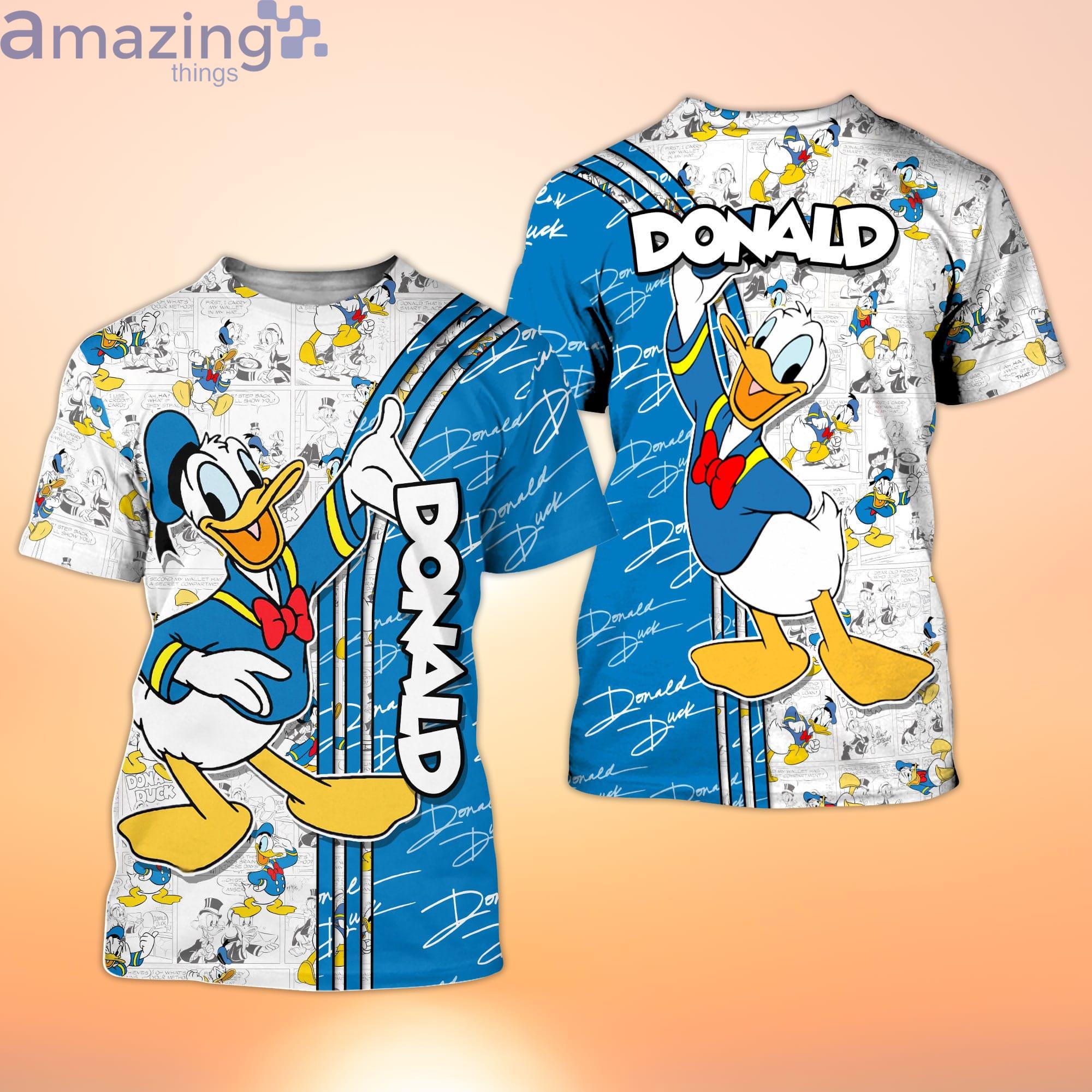 Blue Donald Duck Cross Comic Book Patterns Disney Cartoon 3D T-Shirt Product Photo 1