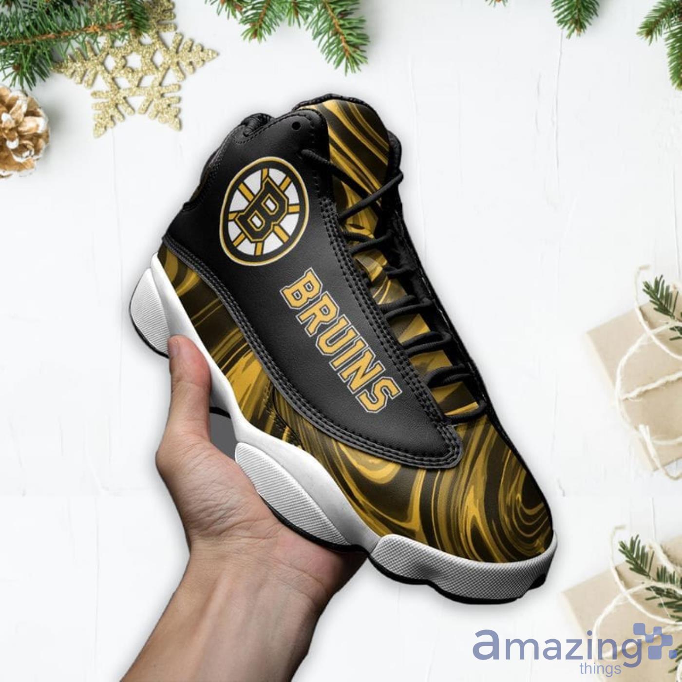 Boston Bruins Marble Pattern Air Jordan 13 Shoes For Fans image Boston Bruins Marble Pattern Air Jordan 13 Shoes For Fans Product Photo 3