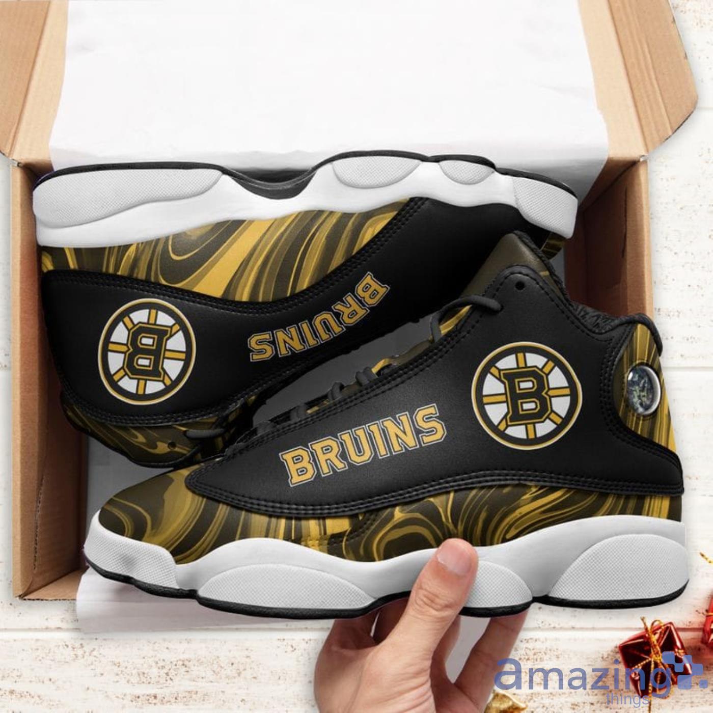 Boston Bruins Marble Pattern Air Jordan 13 Shoes For Fans image Boston Bruins Marble Pattern Air Jordan 13 Shoes For Fans Product Photo 5