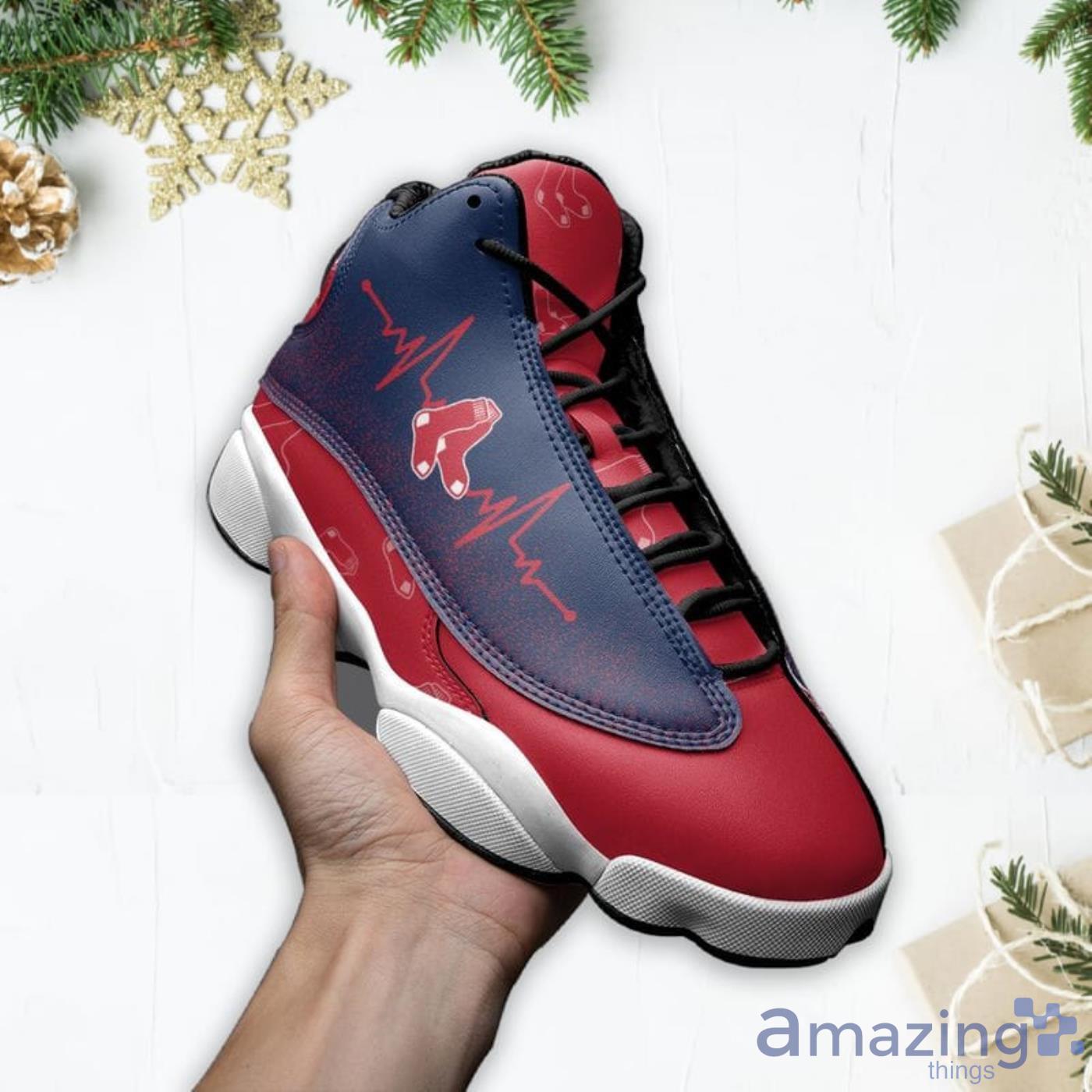 Boston Red Sox Heartbeat Pattern Air Jordan 13 Shoes For Fans image Boston Red Sox Heartbeat Pattern Air Jordan 13 Shoes For Fans Product Photo 3