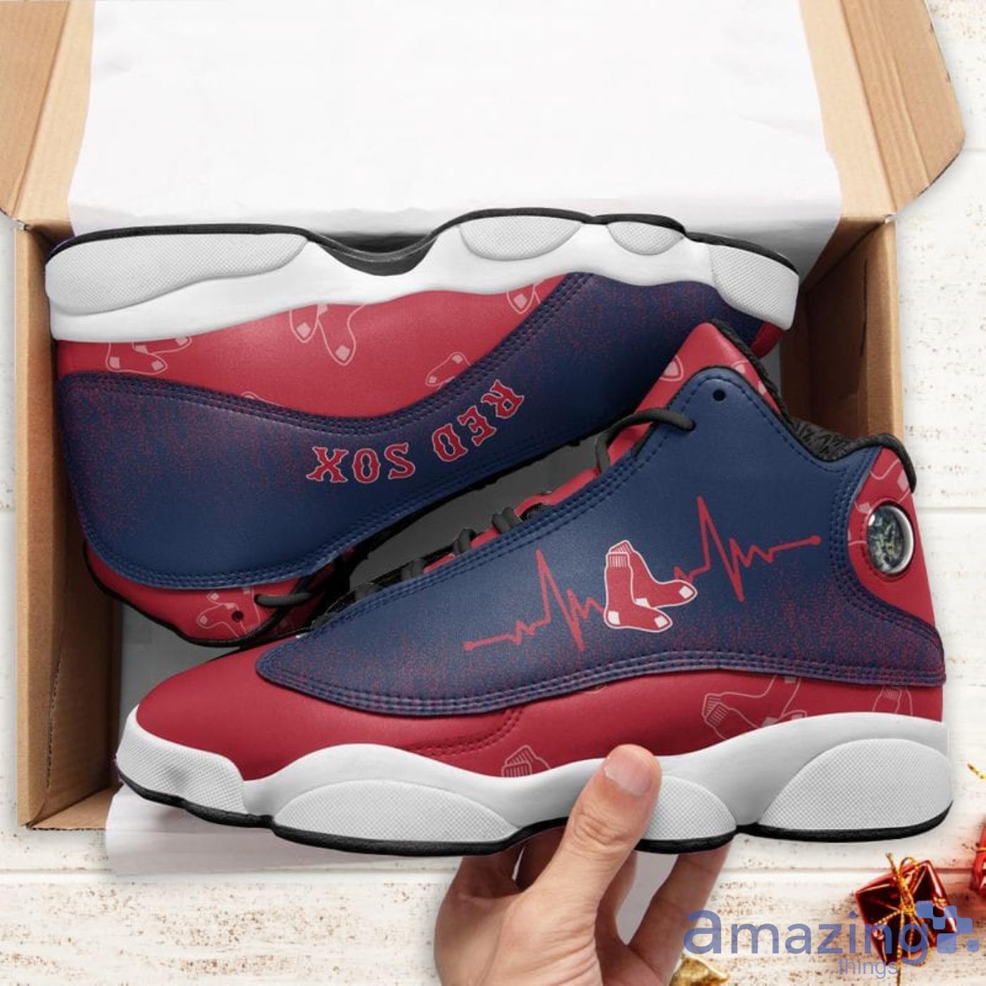 Boston Red Sox Heartbeat Pattern Air Jordan 13 Shoes For Fans image Boston Red Sox Heartbeat Pattern Air Jordan 13 Shoes For Fans Product Photo 5