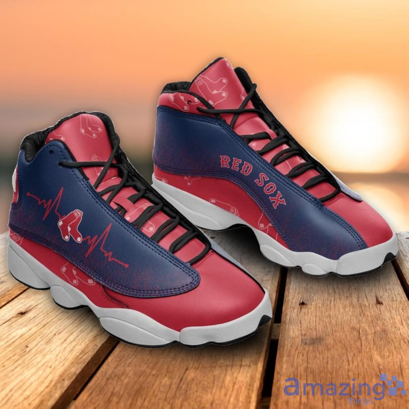 Boston Red Sox Heartbeat Pattern Air Jordan 13 Shoes For Fans Product Photo 1 Boston Red Sox Heartbeat Pattern Air Jordan 13 Shoes For Fans Product Photo 1