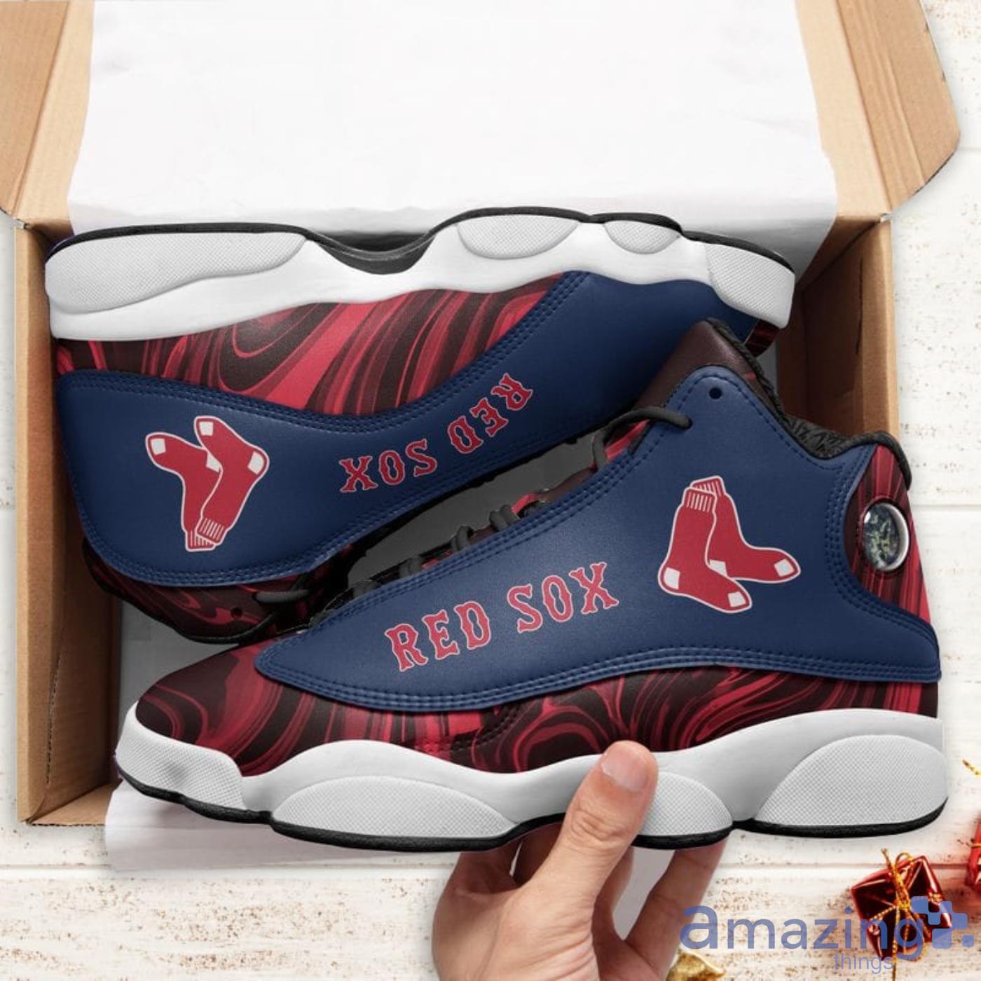 Boston Red Sox Marble Pattern Air Jordan 13 Shoes For Fans