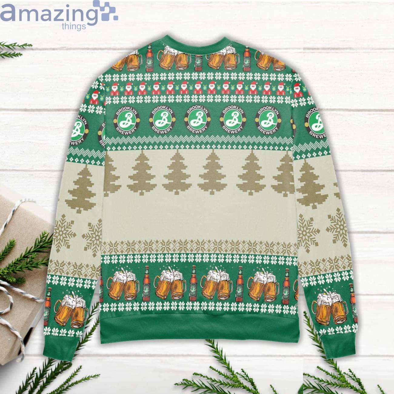 Brooklyn Brewery Beer Santa Pattern Ugly Christmas Sweater image Brooklyn Brewery Beer Santa Pattern Ugly Christmas Sweater Product Photo 2