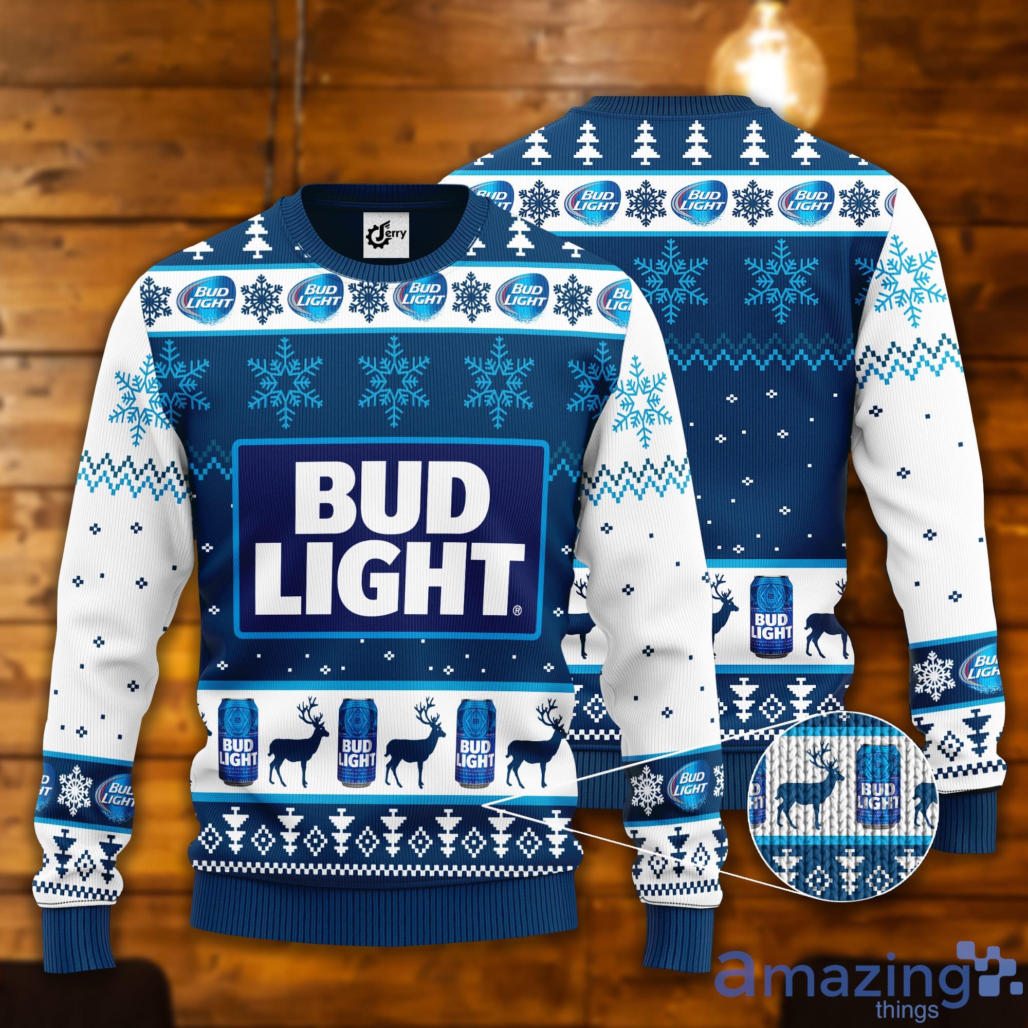 Bud Light Snowflake Pattern Ugly Christmas Sweater Product Photo 1