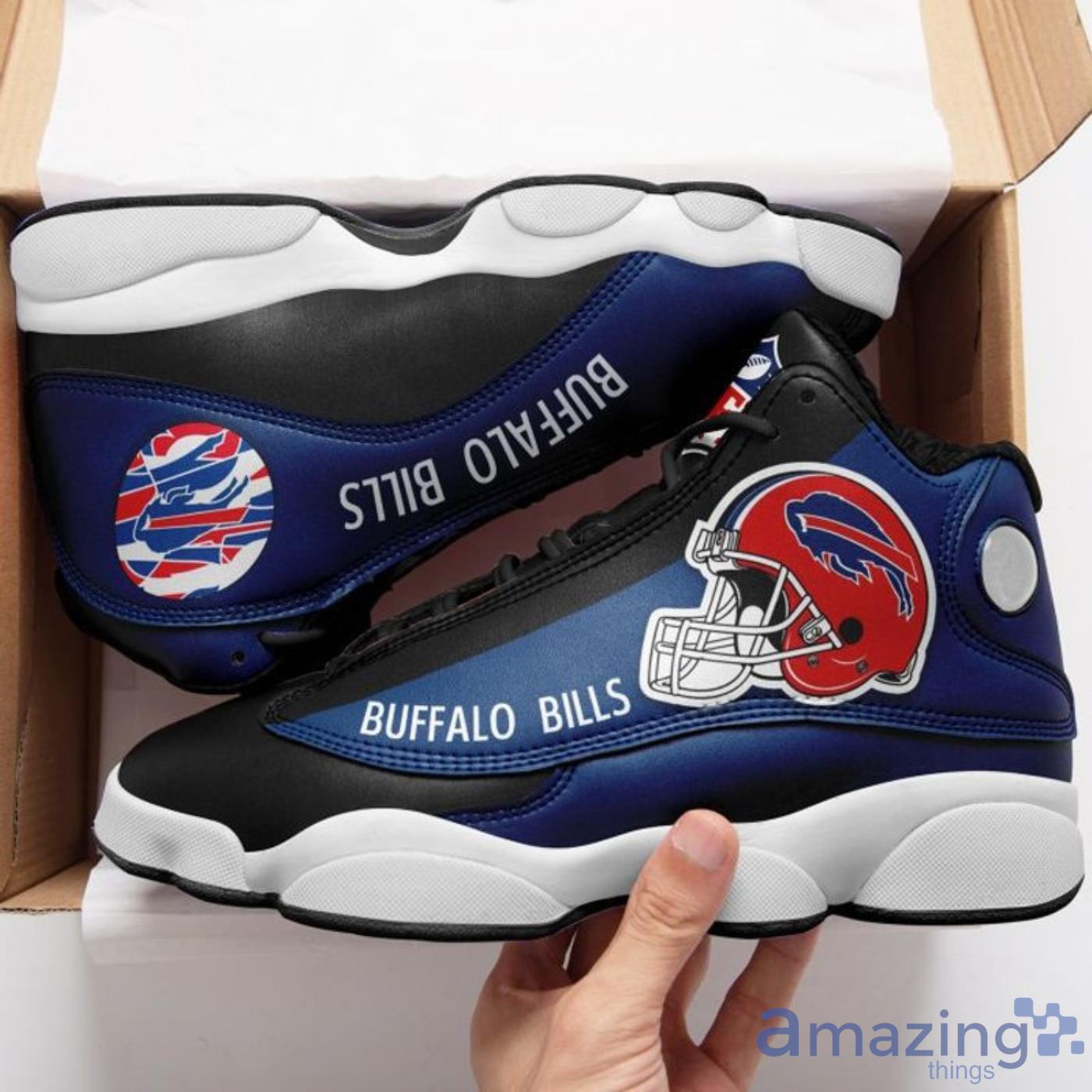 Buffalo Bills Black And Blue Air Jordan 13 Sneakers For Fans image Buffalo Bills Black And Blue Air Jordan 13 Sneakers For Fans Product Photo 2