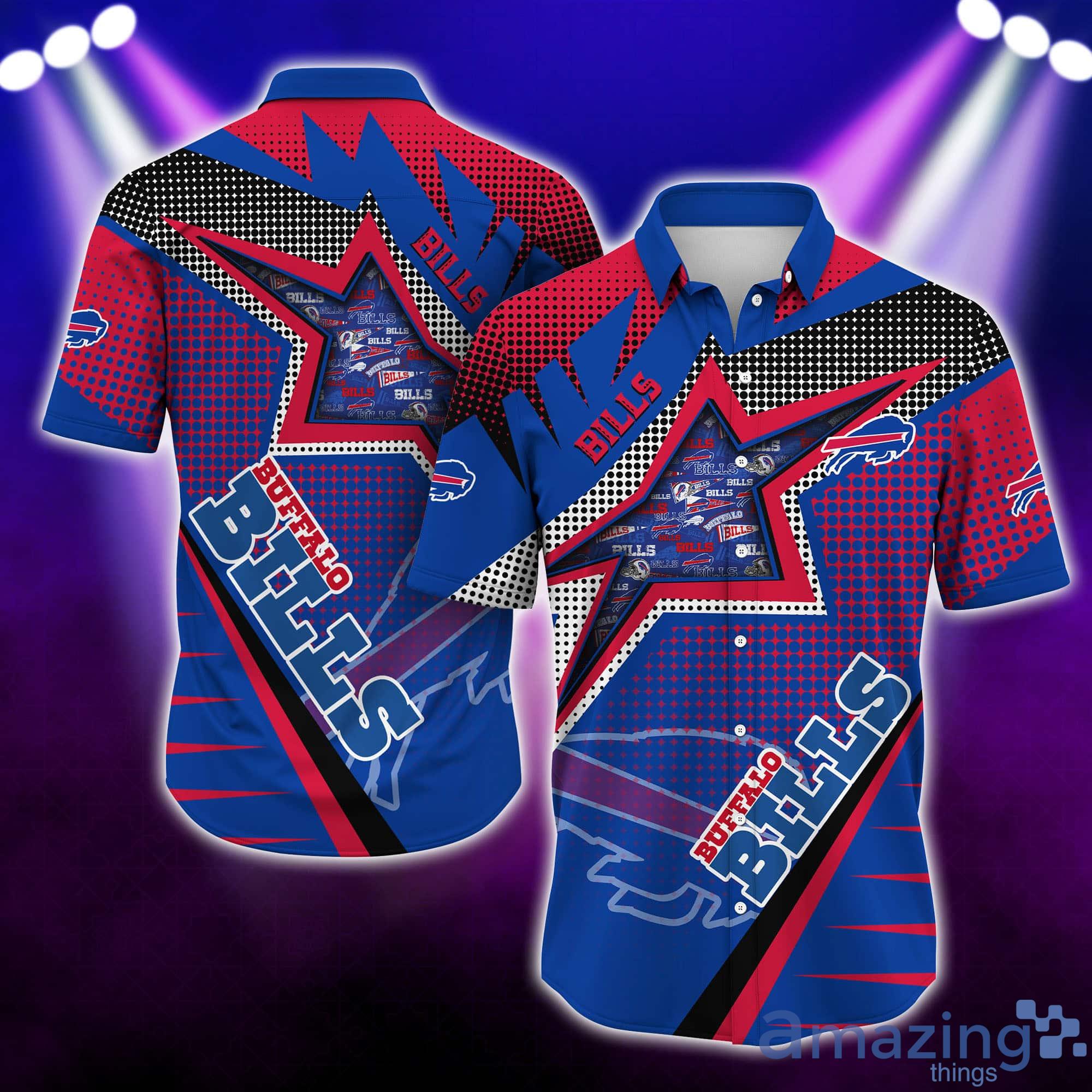 Buffalo Bills NFL Half Tone Texture Style Short Sleeves Hawaiian Shirt Product Photo 1