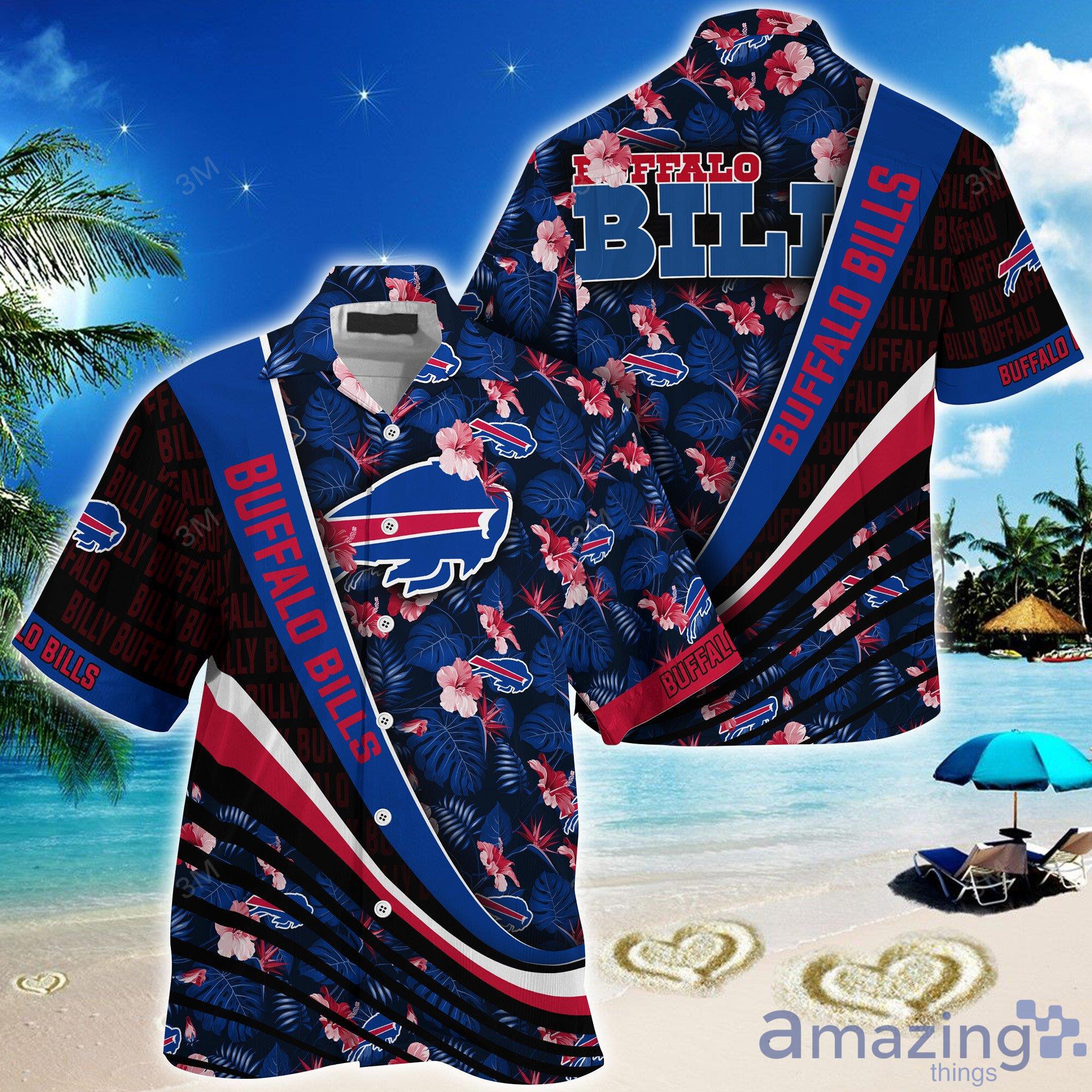 Buffalo Bills NFL Tropical Flowers Pattern Short Sleeves Hawaiian Shirt Product Photo 1