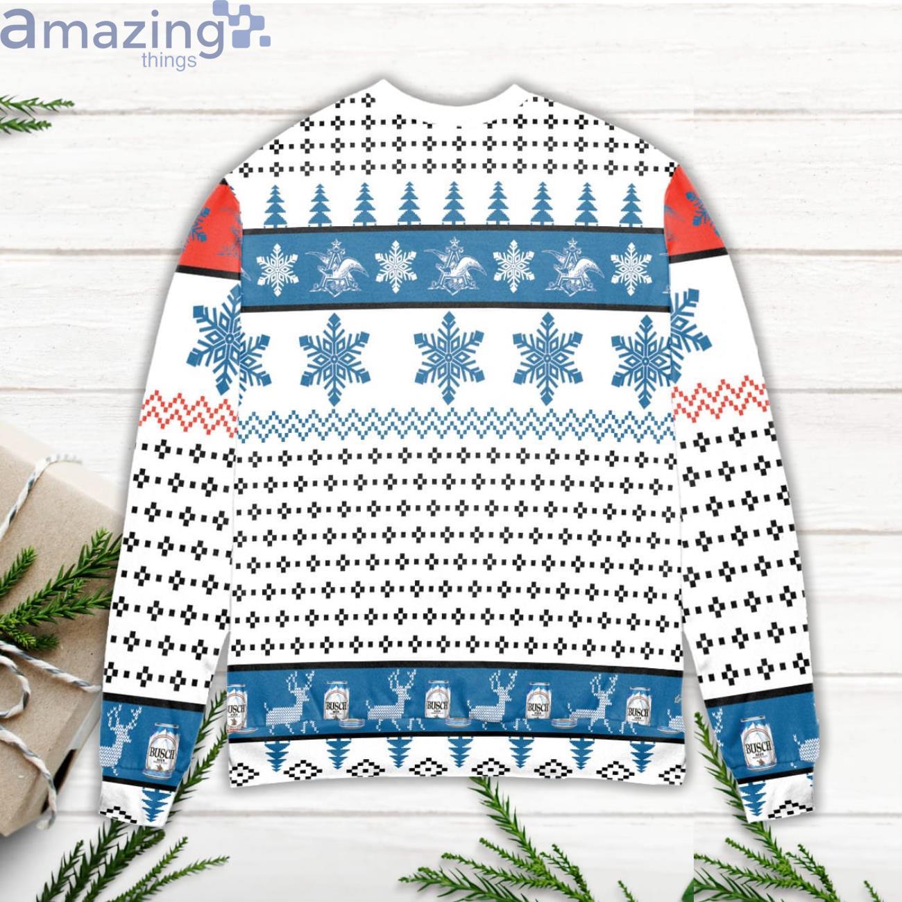 Busch Beer Reindeer Snowflake Pattern Ugly Christmas Sweater image Busch Beer Reindeer Snowflake Pattern Ugly Christmas Sweater Product Photo 3