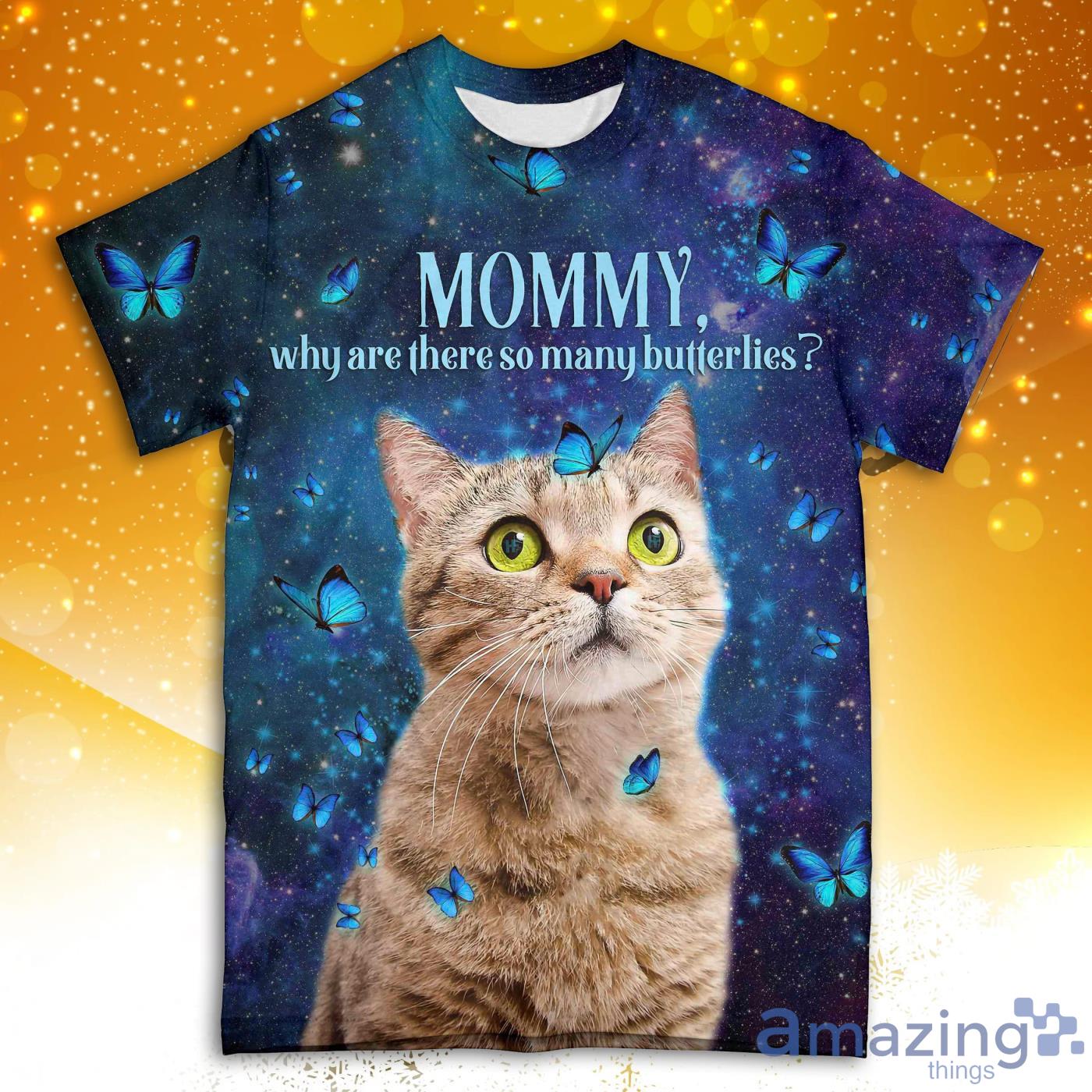 Butterfly Cat All Over Print 3D T Shirt Product Photo 1