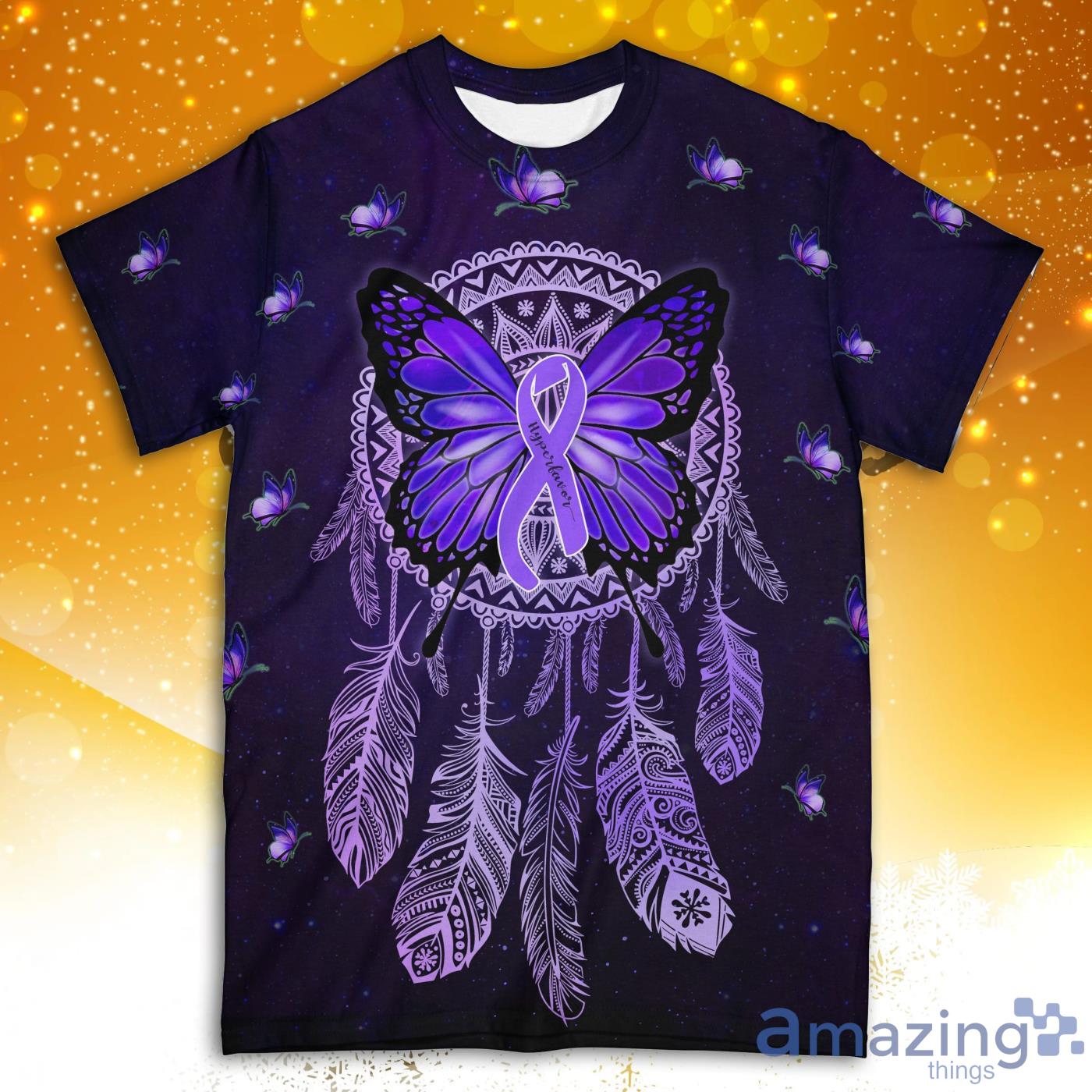 Butterfly Dreamcatcher Alzheimers Awareness All Over Print 3D T Shirt Product Photo 1