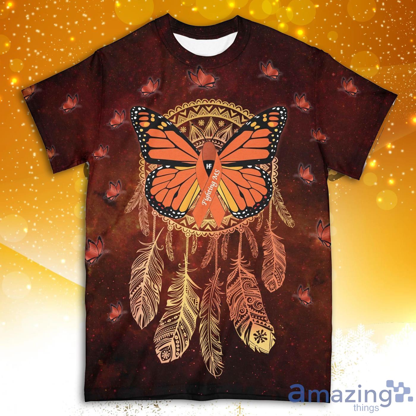 Butterfly Dreamcatcher Multiple Sclerosis Awareness All Over Print 3D T Shirt Product Photo 1
