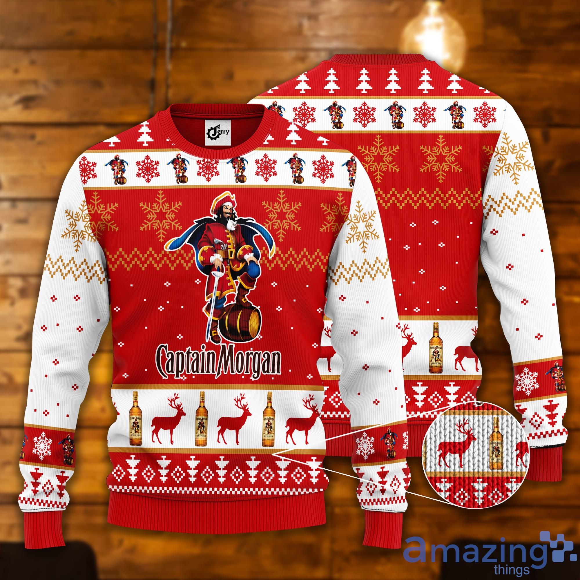 Captain Morgan Reindeer Pattern Ugly Christmas Sweater Product Photo 1