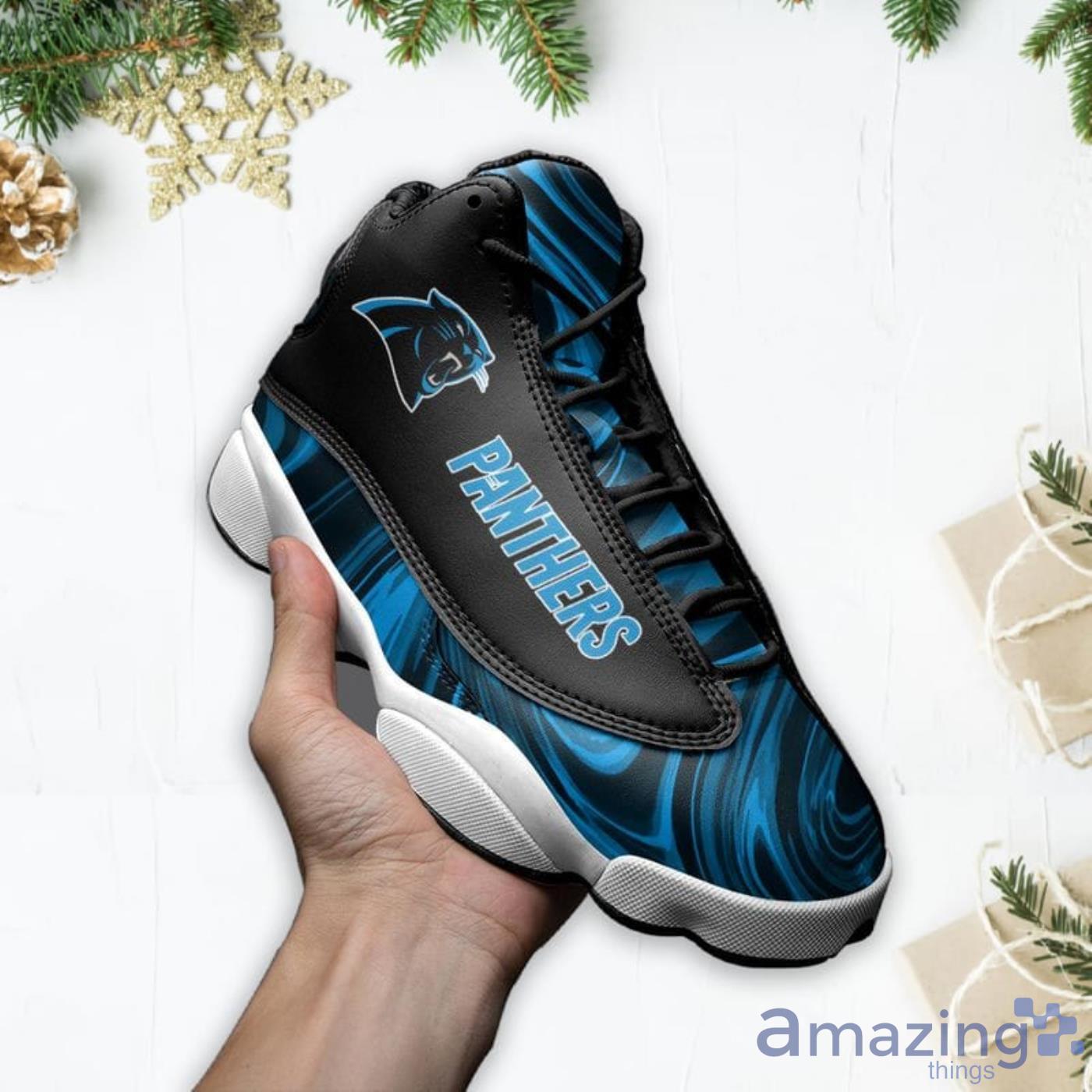 Carolina Panthers Marble Pattern Air Jordan 13 Shoes For Fans image Carolina Panthers Marble Pattern Air Jordan 13 Shoes For Fans Product Photo 3