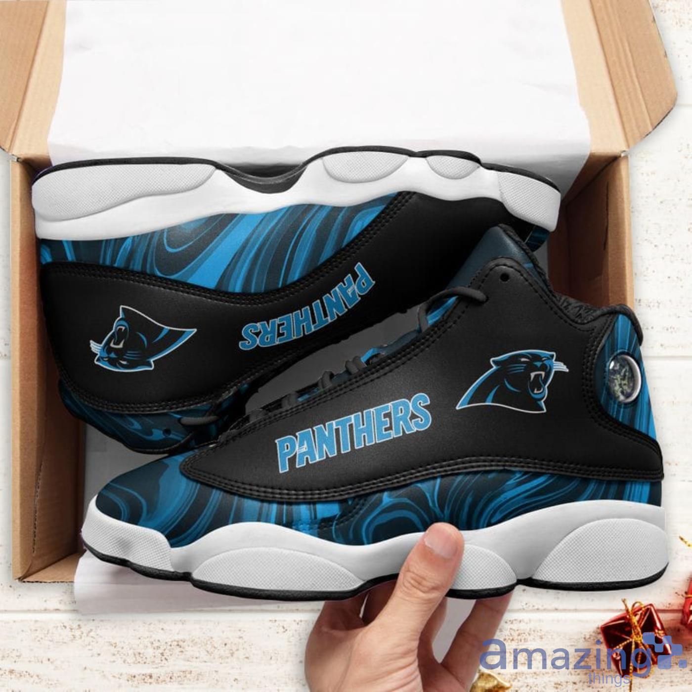 Carolina Panthers Marble Pattern Air Jordan 13 Shoes For Fans image Carolina Panthers Marble Pattern Air Jordan 13 Shoes For Fans Product Photo 5