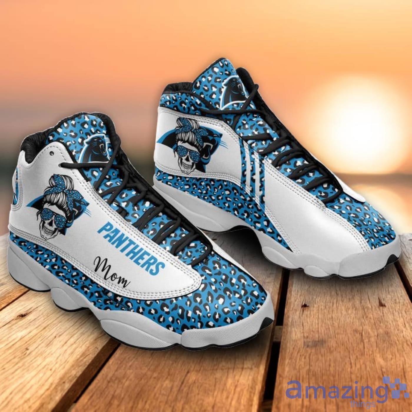 Custom Name Carolina Panthers Logo All Print Air Jordan 13 Shoes For Men  And Women - Banantees