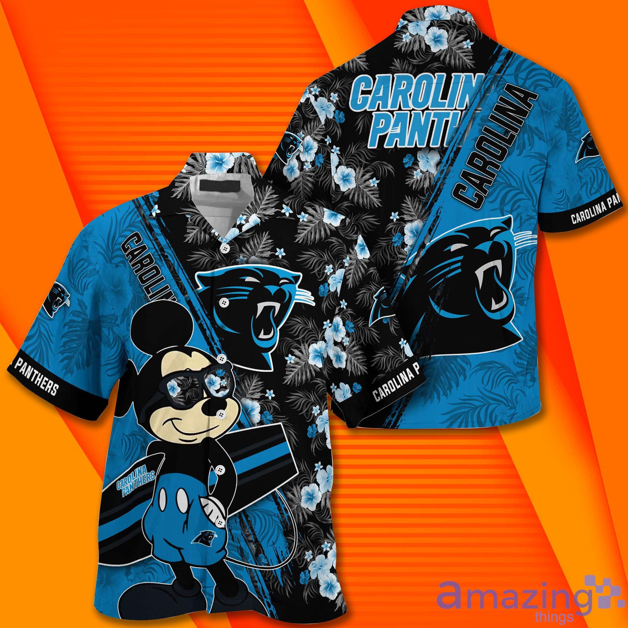 Carolina Panthers NFL And Mickey Short Sleeves Hawaiian Shirt image Carolina Panthers NFL And Mickey Short Sleeves Hawaiian Shirt Product Photo 2