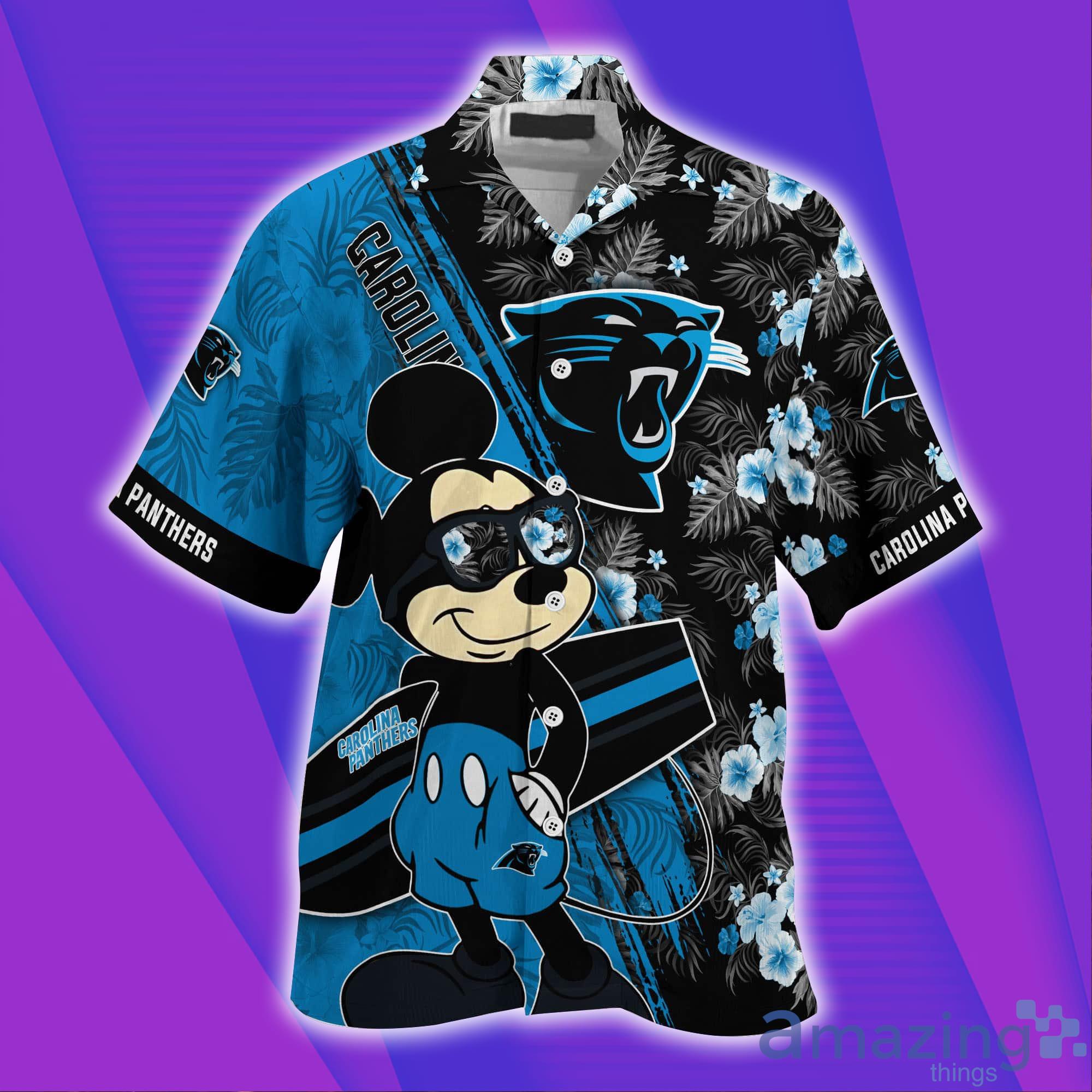 Carolina Panthers NFL And Mickey Short Sleeves Hawaiian Shirt image Carolina Panthers NFL And Mickey Short Sleeves Hawaiian Shirt Product Photo 3