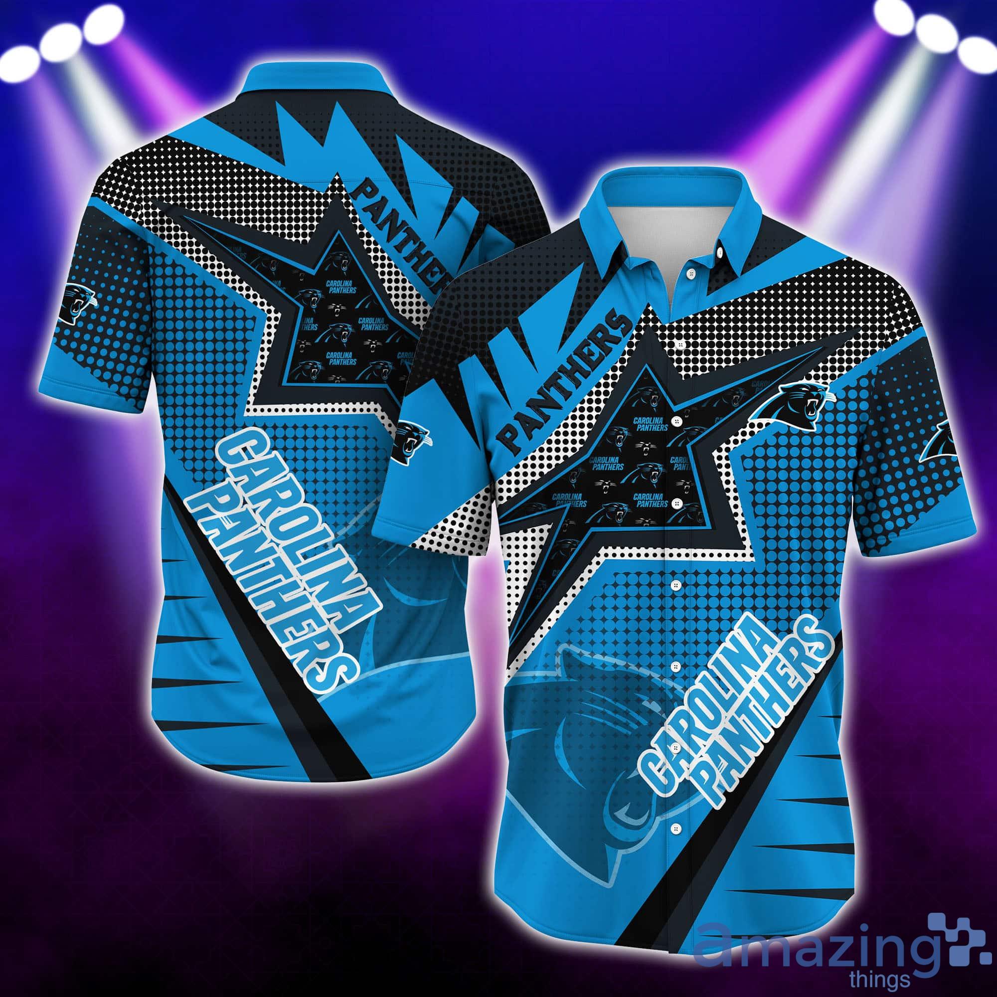 Carolina Panthers NFL Half Tone Texture Style Short Sleeves Hawaiian Shirt Product Photo 1