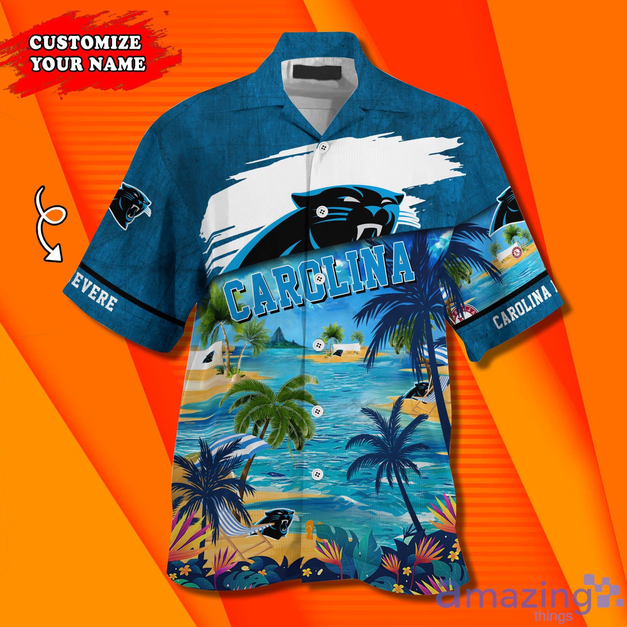 Carolina Panthers NFL Trending Custom Name Short Sleeves Hawaiian Shirt image Carolina Panthers NFL Trending Custom Name Short Sleeves Hawaiian Shirt Product Photo 2