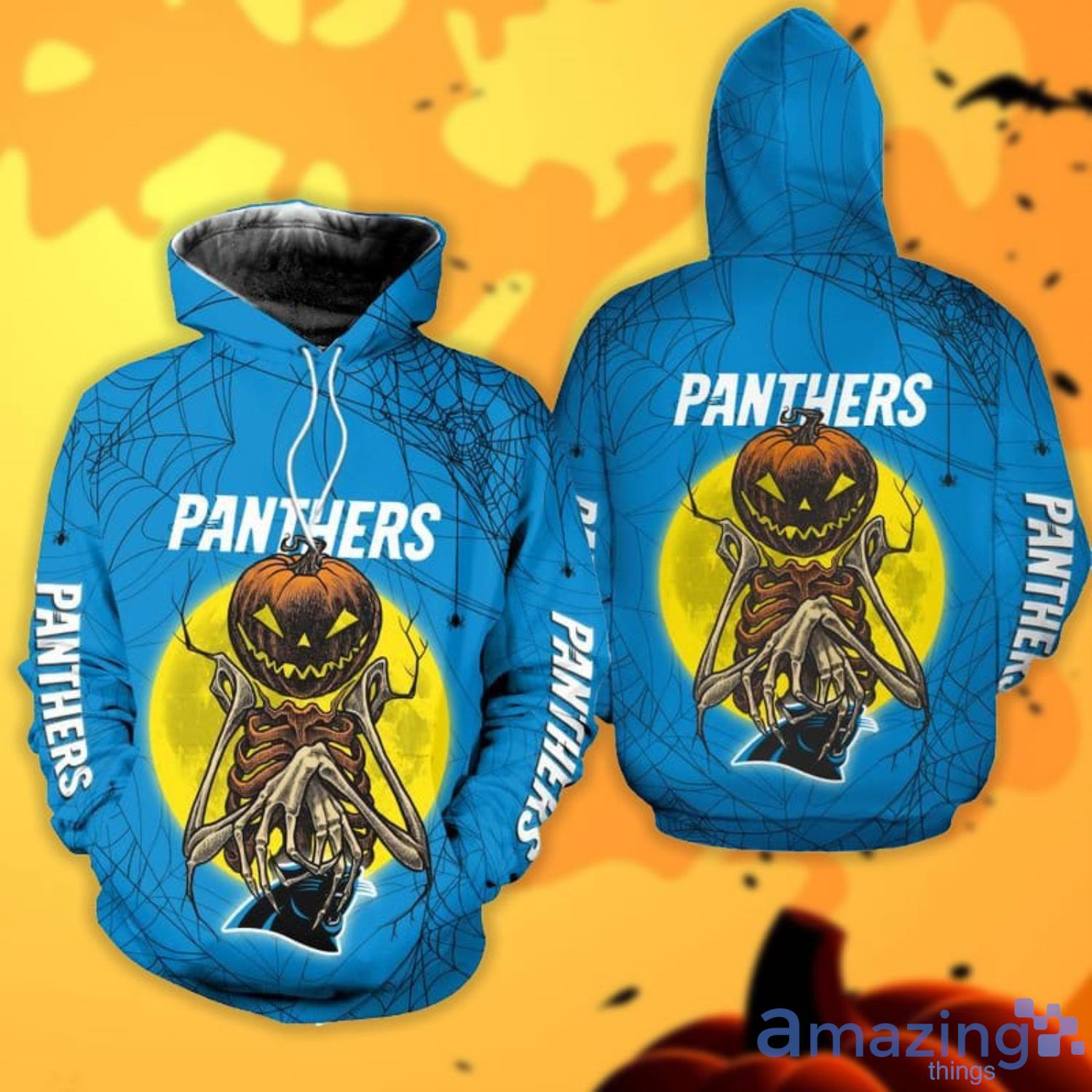 Carolina Panthers Pumpskin Monster Halloween 3D All Over Printed Shirts Product Photo 1