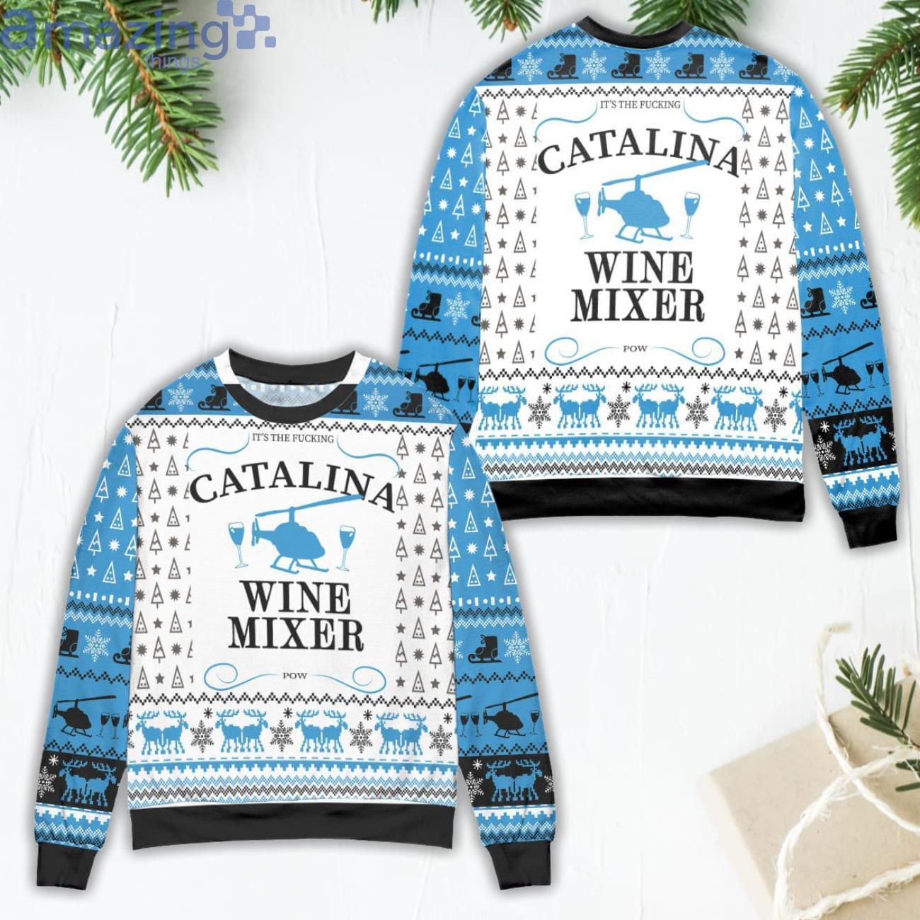 Catalina Wine Mixer Reindeer Snowflake Pattern Ugly Christmas Sweater Product Photo 1