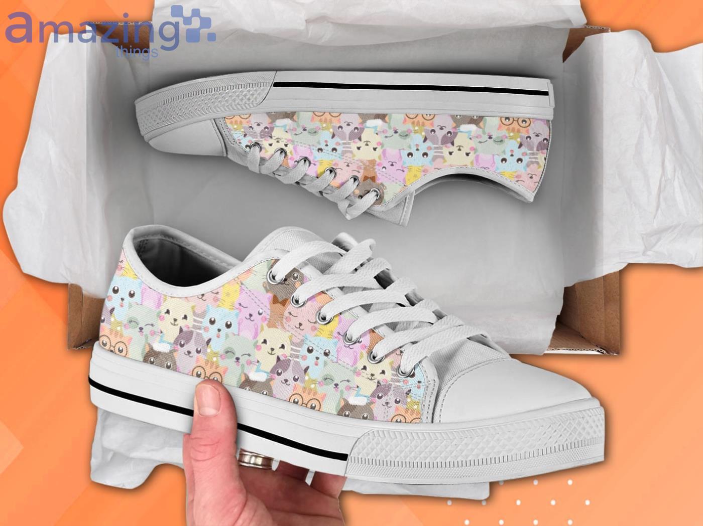 Cats Print Pattern Low Top Shoes Product Photo 1 Cats Print Pattern Low Top Shoes Product Photo 1