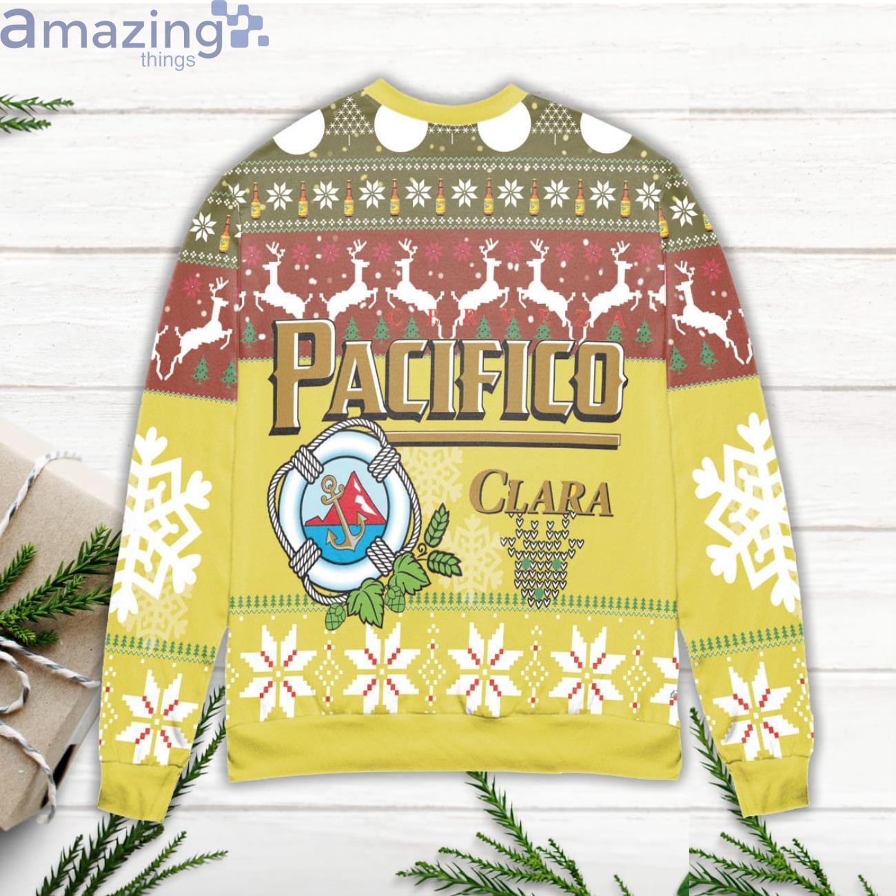 Cerveza Pacifico Clara Snowflake & Reindeer Pattern Ugly Christmas Sweater image Cerveza Pacifico Clara Snowflake & Reindeer Pattern Ugly Christmas Sweater Product Photo 2