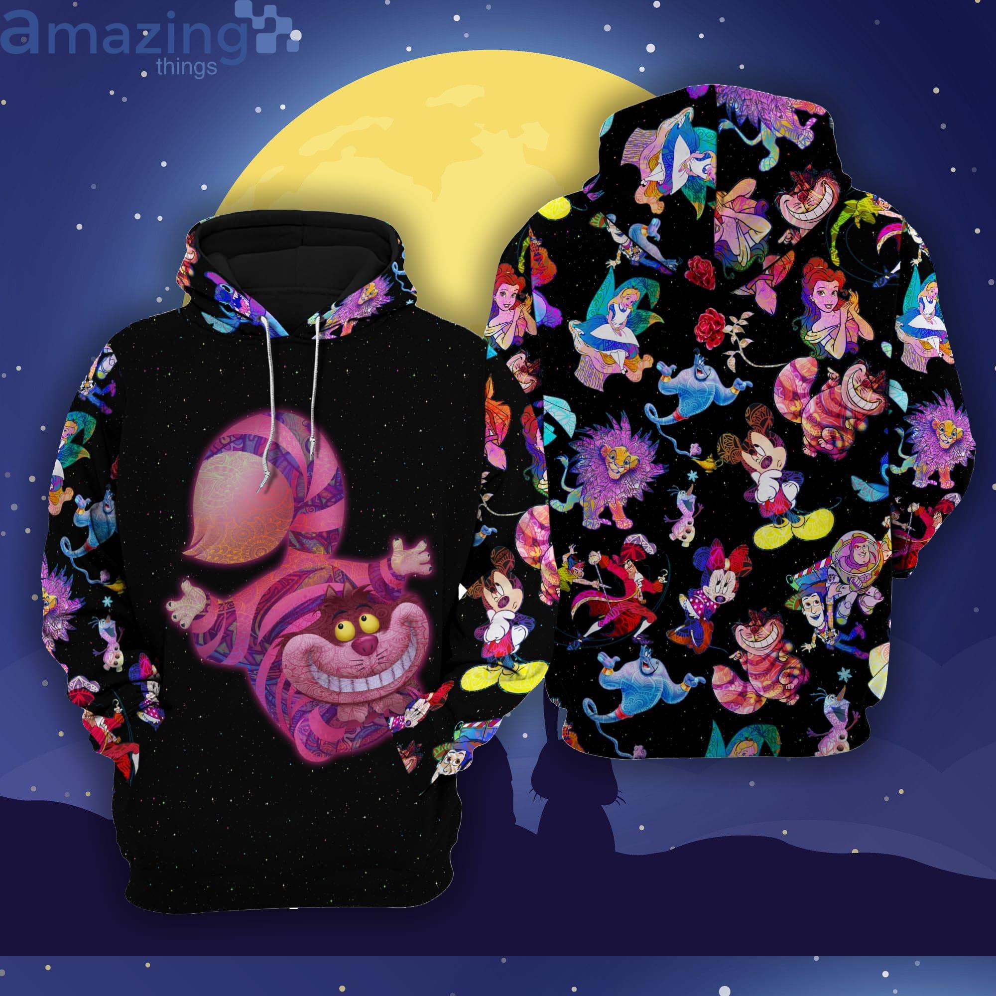 Chesire Cat Galaxy Night Sky Patterns Disney Cartoon 3D Hoodie Zip Hoodie Product Photo 1