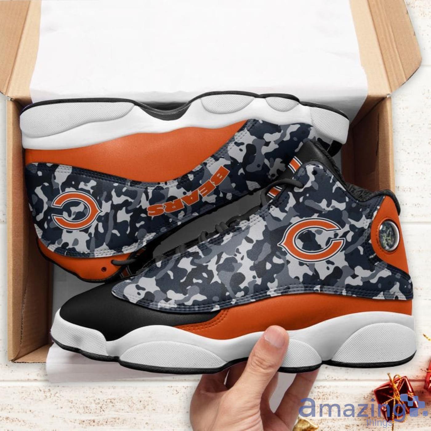 Chicago Bears Camo Pattern Air Jordan 13 Shoes For Fans