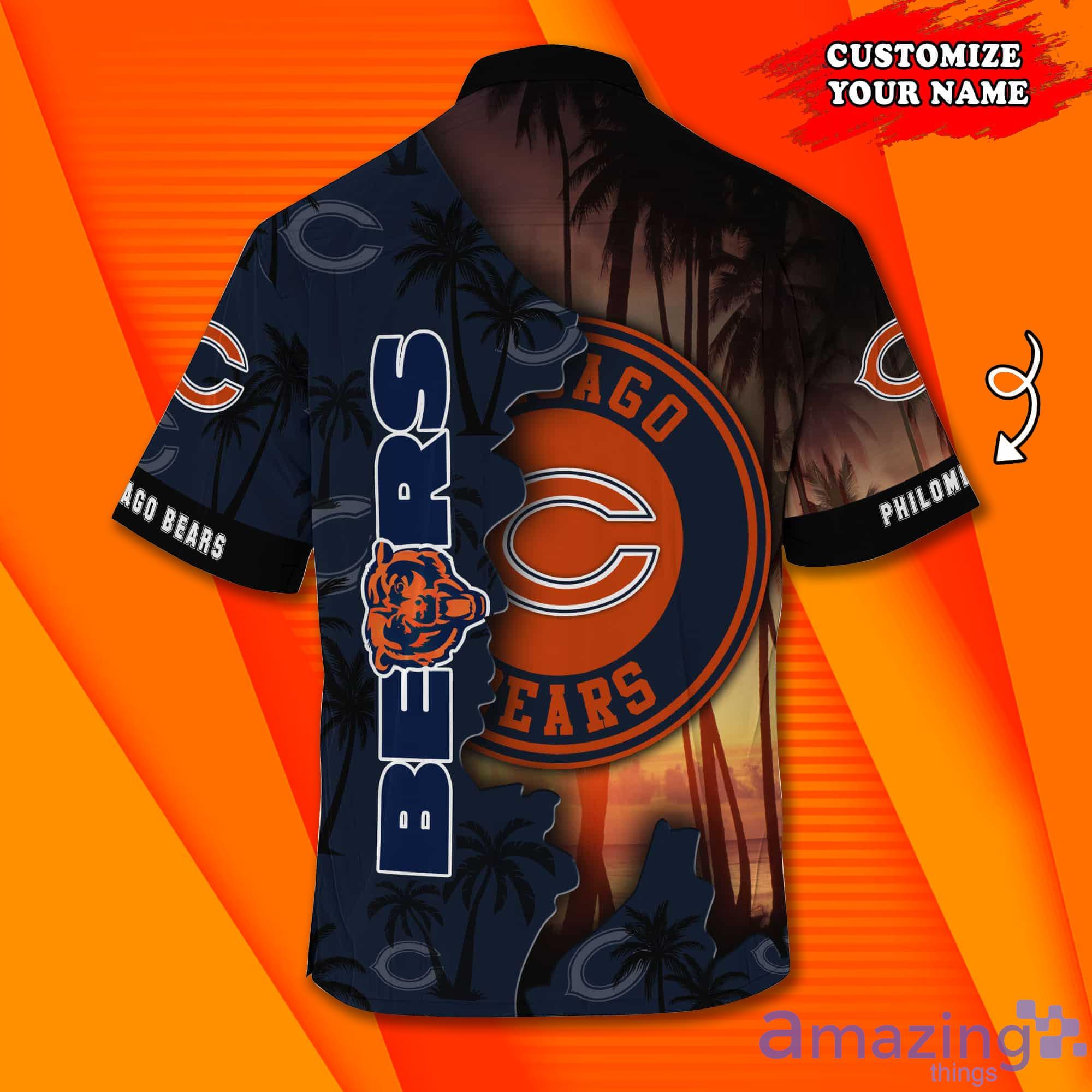 Chicago Bears NF And Tropical Pattern Custom Name Hawaiian Shirt Product Photo 1