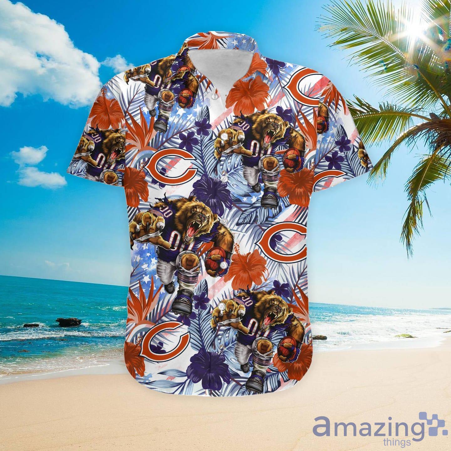 Chicago Bears Tropical Floral Custom Name Aloha Hawaiian Shirt