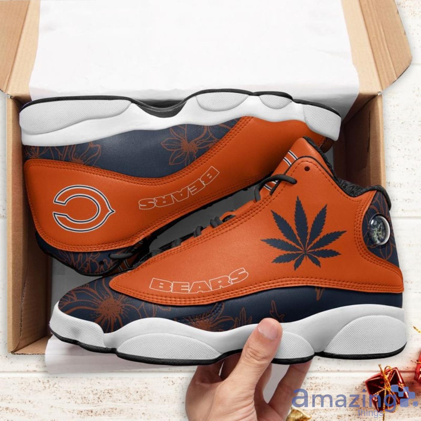 Chicago Bears Weed Pattern Air Jordan 13 Shoes For Fans image Chicago Bears Weed Pattern Air Jordan 13 Shoes For Fans Product Photo 5