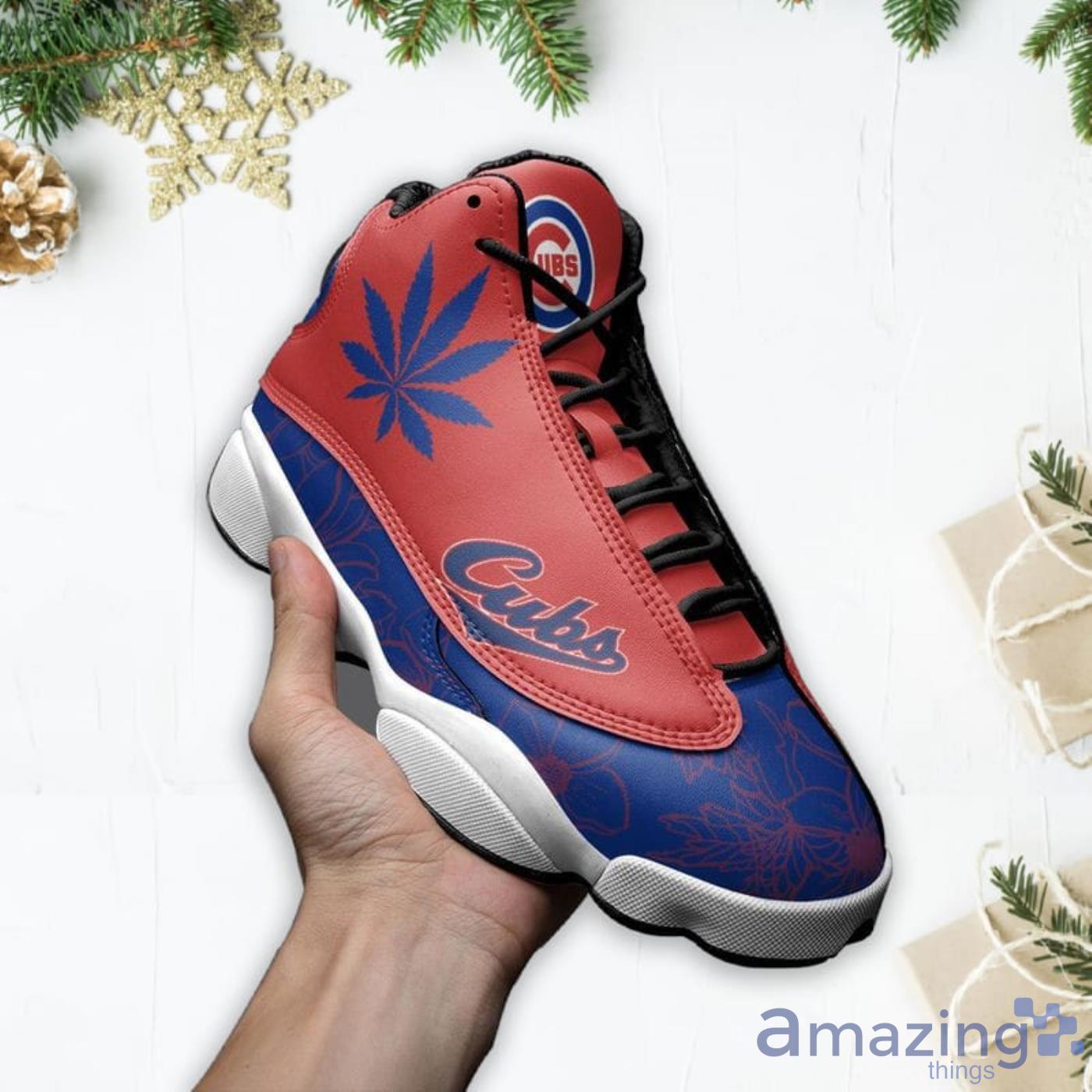 Chicago Cubs Weed Pattern Air Jordan 13 Shoes For Fans