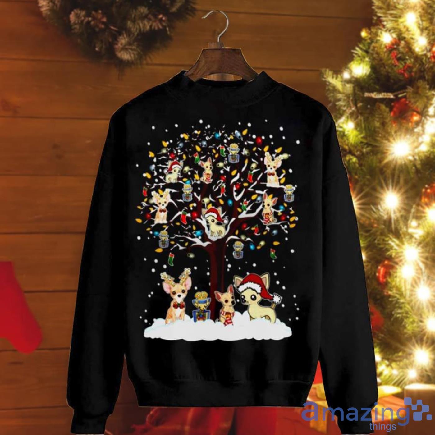 Chihuahua Deer Santa Hat Tree Christmas Sweatshirt Product Photo 1