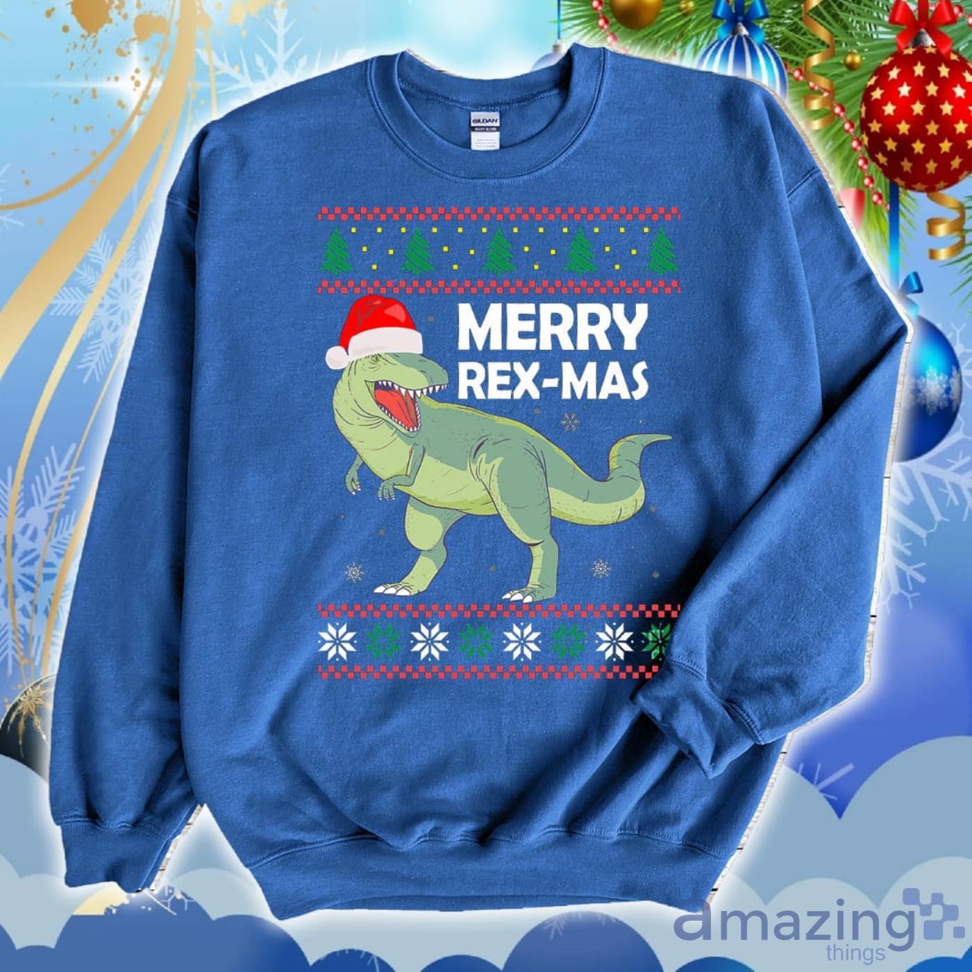 Christmas Merry Rexmas Dinosaur Ugly Christmas Sweater 2D Tshirt Hoodie Sweatshirt image Christmas Merry Rexmas Dinosaur Ugly Christmas Sweater 2D Tshirt Hoodie Sweatshirt Product Photo 4